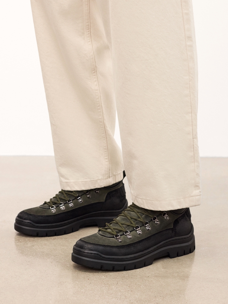 Two-tone suede boots