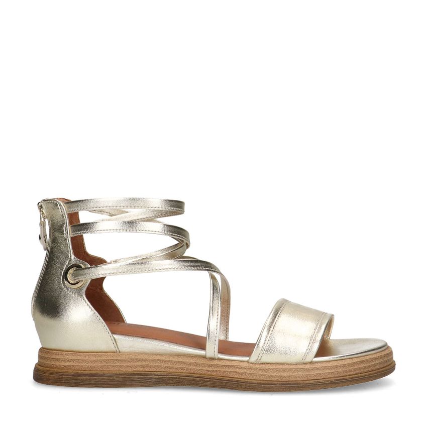 No Stress Gouden leren sandalen met bandjes