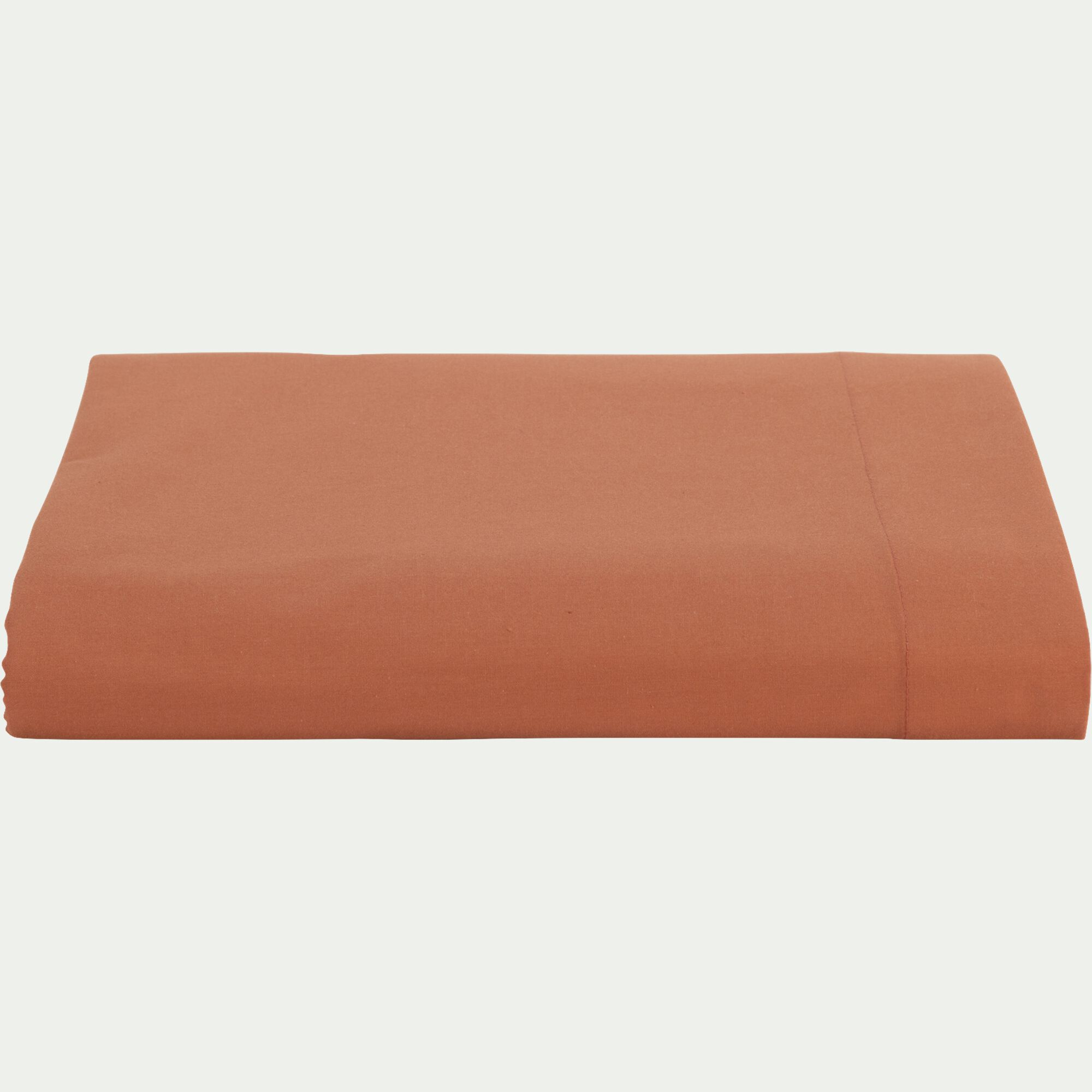 FLORE - Drap plat en percale de coton 270x300cm - brun rustrel