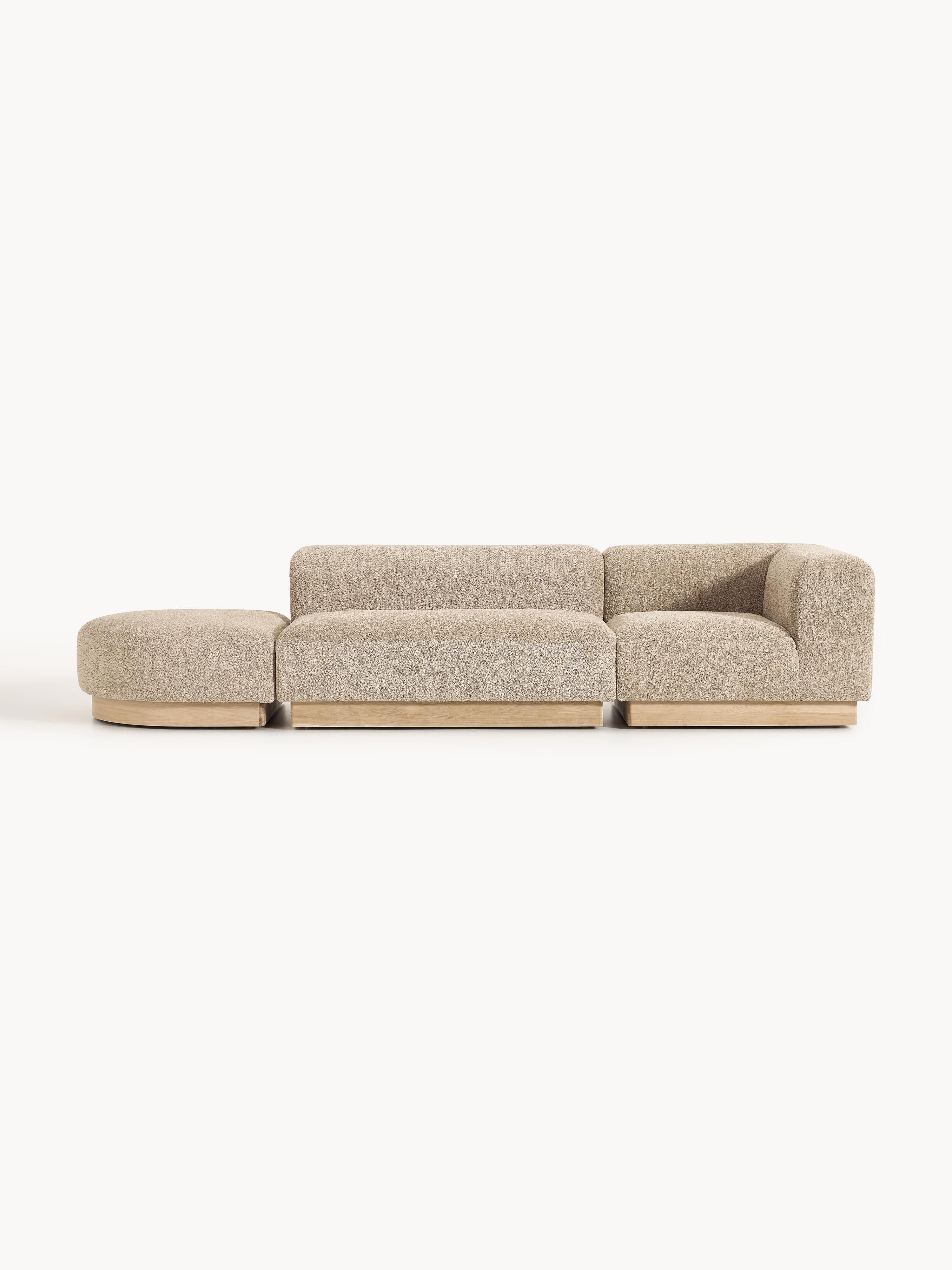 Modulare Ottomane Natalie aus Teddy-Bouclé mit Hocker (links/rechts)
