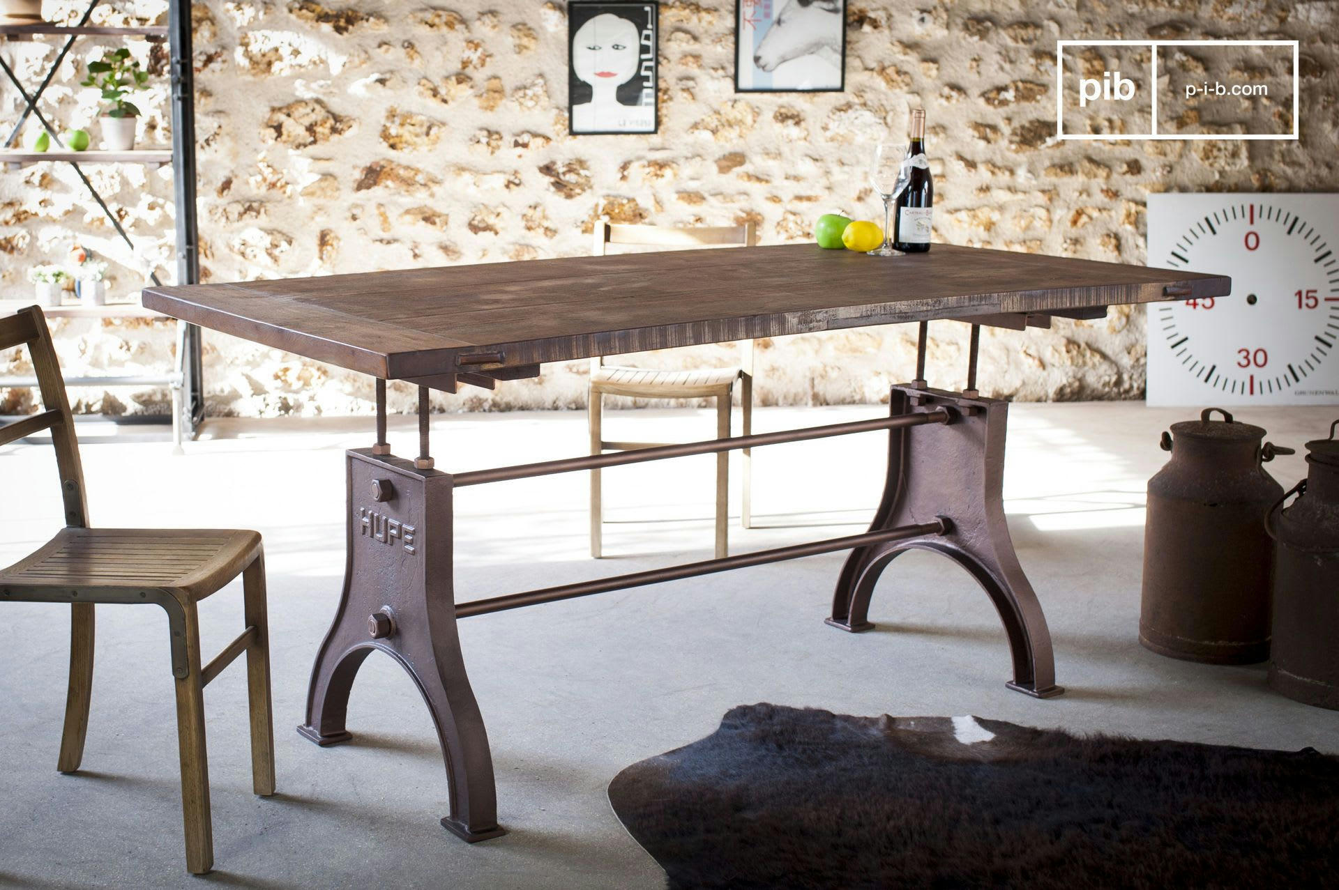 SILVER LAKE - Table industrielle ajustable en bois marron