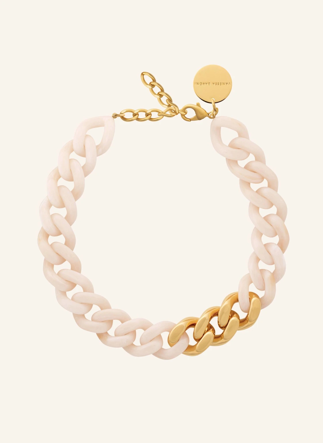 VANESSA BARONI Halsketten FLAT CHAIN NECKLACE WITH GOLD LATTE MARBLE by GLAMBOU