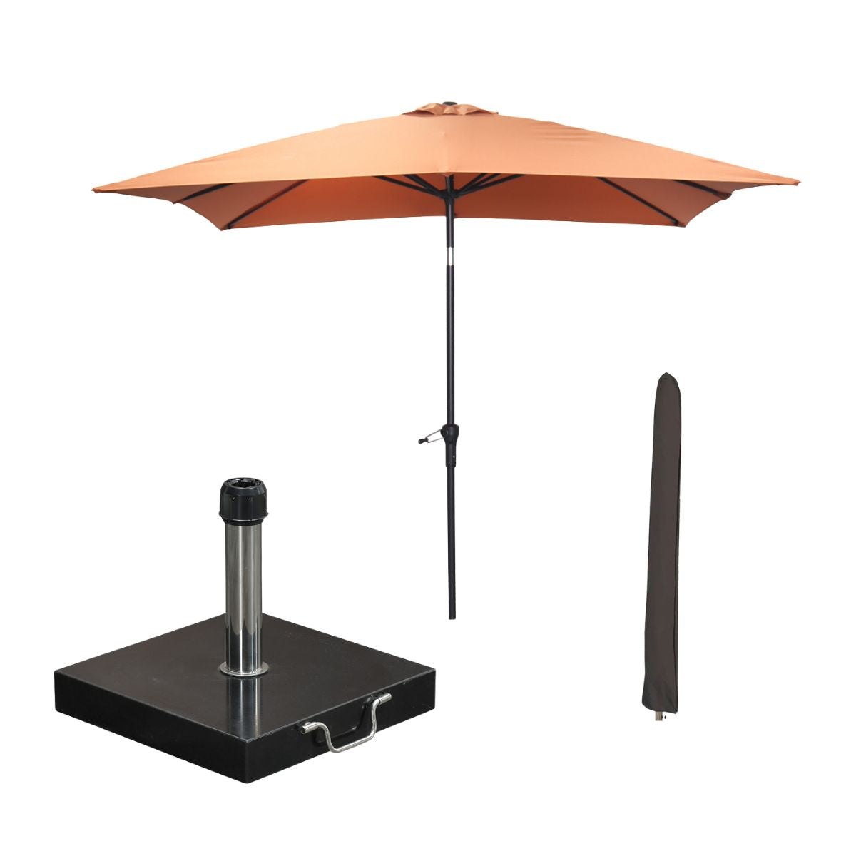 Garden Impressions stokparasol Lotus koper 250x250 cm met Cosmo voet en hoes