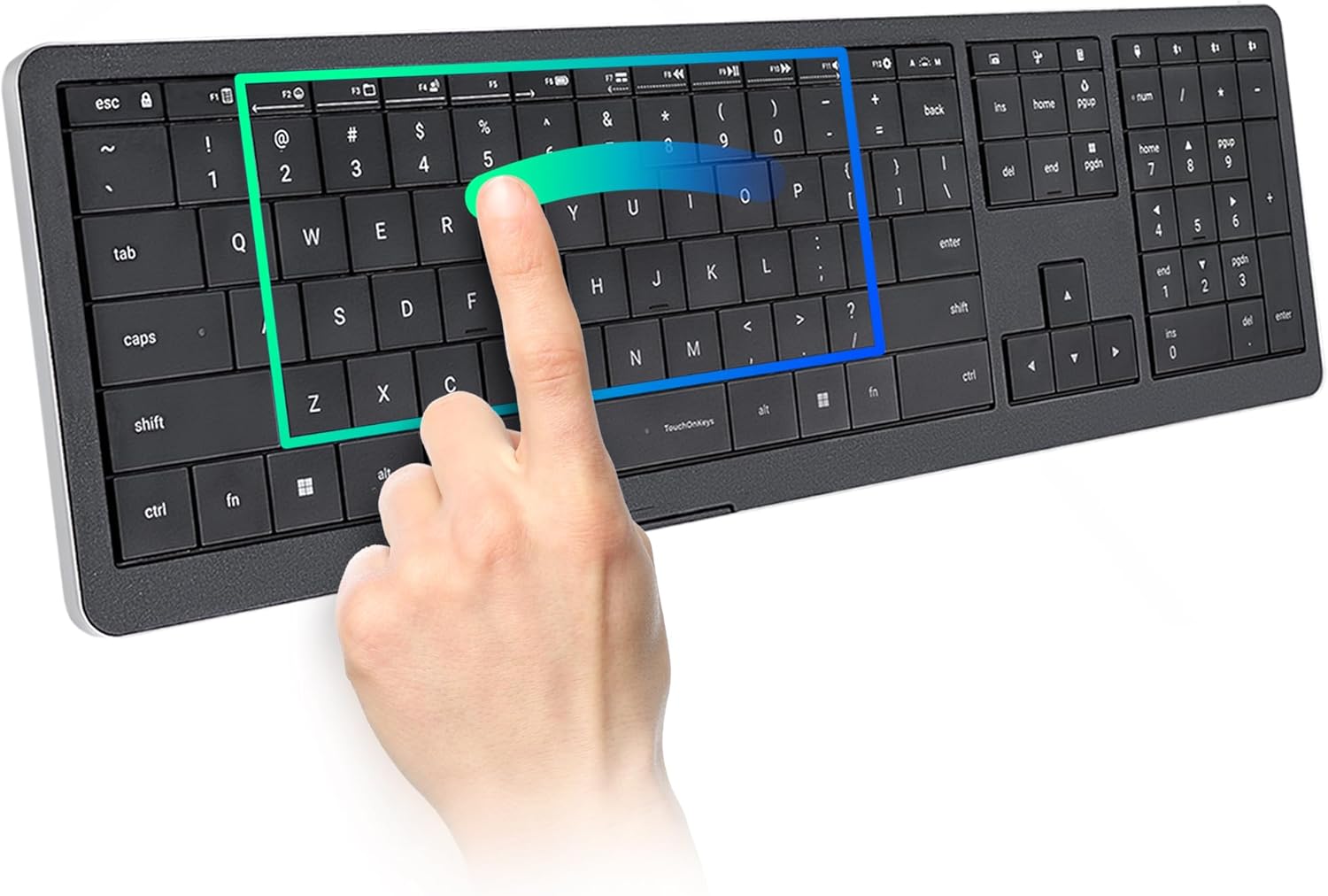 CLVX 1 Windows | Touch On Keys & Gestures AI Keyboard | Bluetooth & USB-C | Low Profile Silent Scissor Keys | Interactive RGB | Aluminum Chassis | Compatible with Windows/Linux/Android
