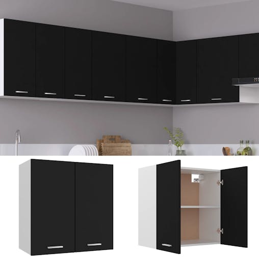 NNEVL Hanging Cabinet Black 60x31x60 cm Chipboard