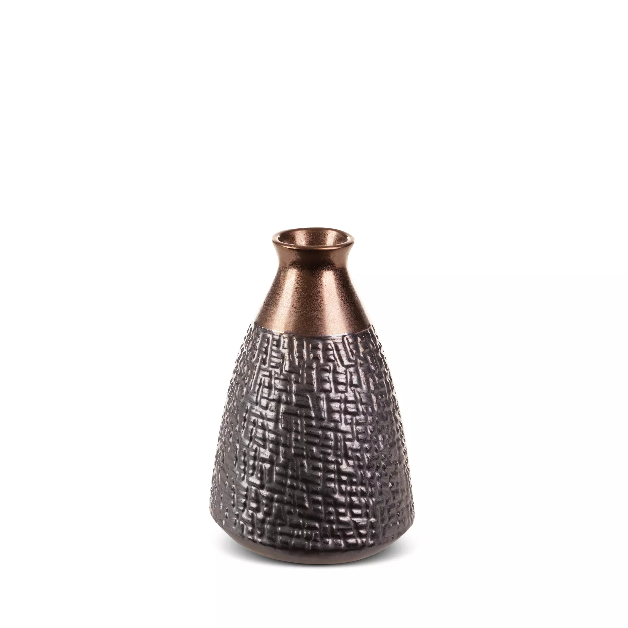 Wazon ceramiczny stalowo-brązowez wytłaczanym wzorem średnica 16x24 cm MORENA