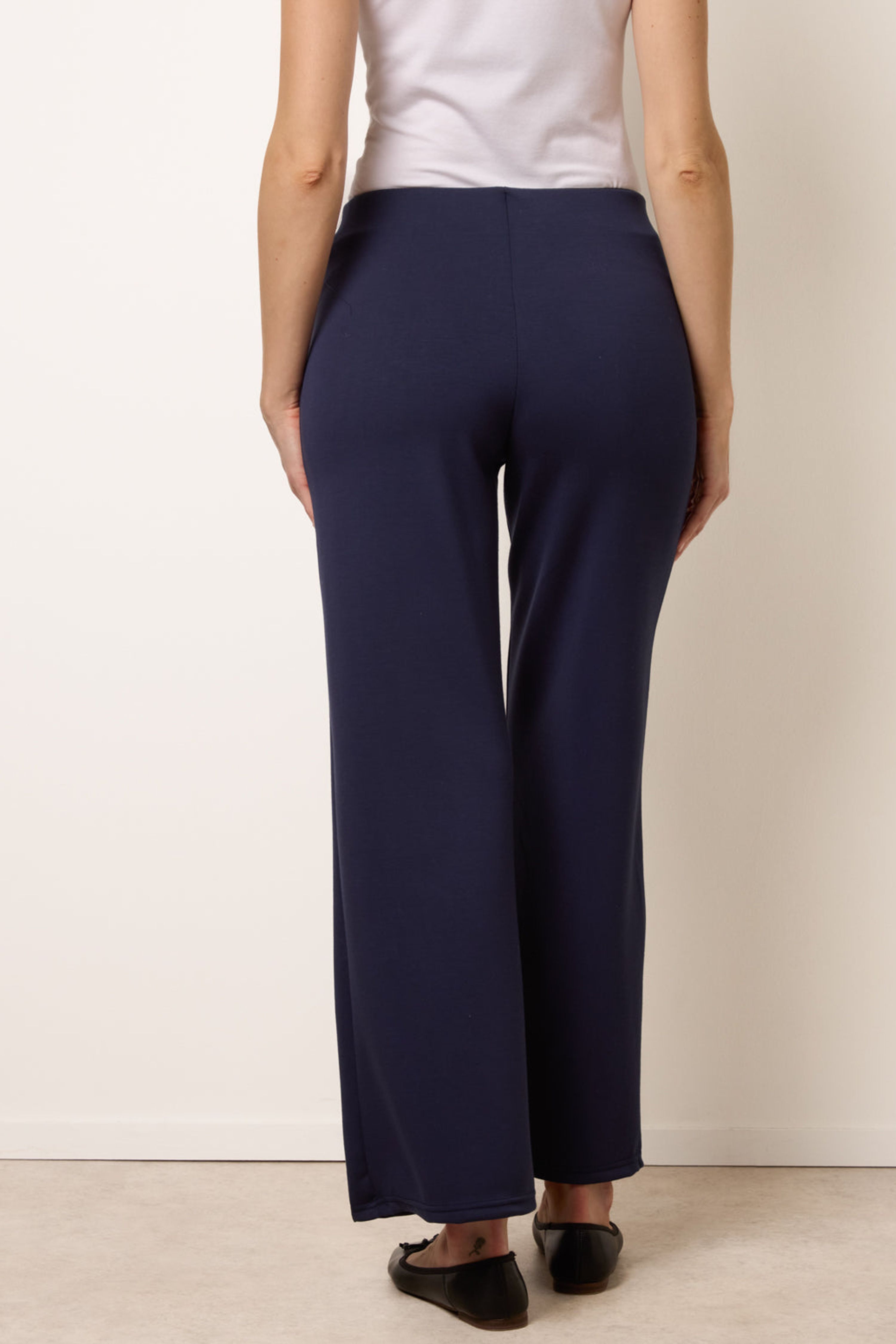 Blue Vanilla Navy Pintuck Jersey Trousers