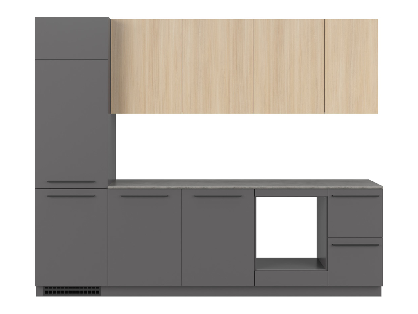 Komplet kuchenny Milino Medium A 285 cm z blatem antracyt/dąb barbera piaskowy