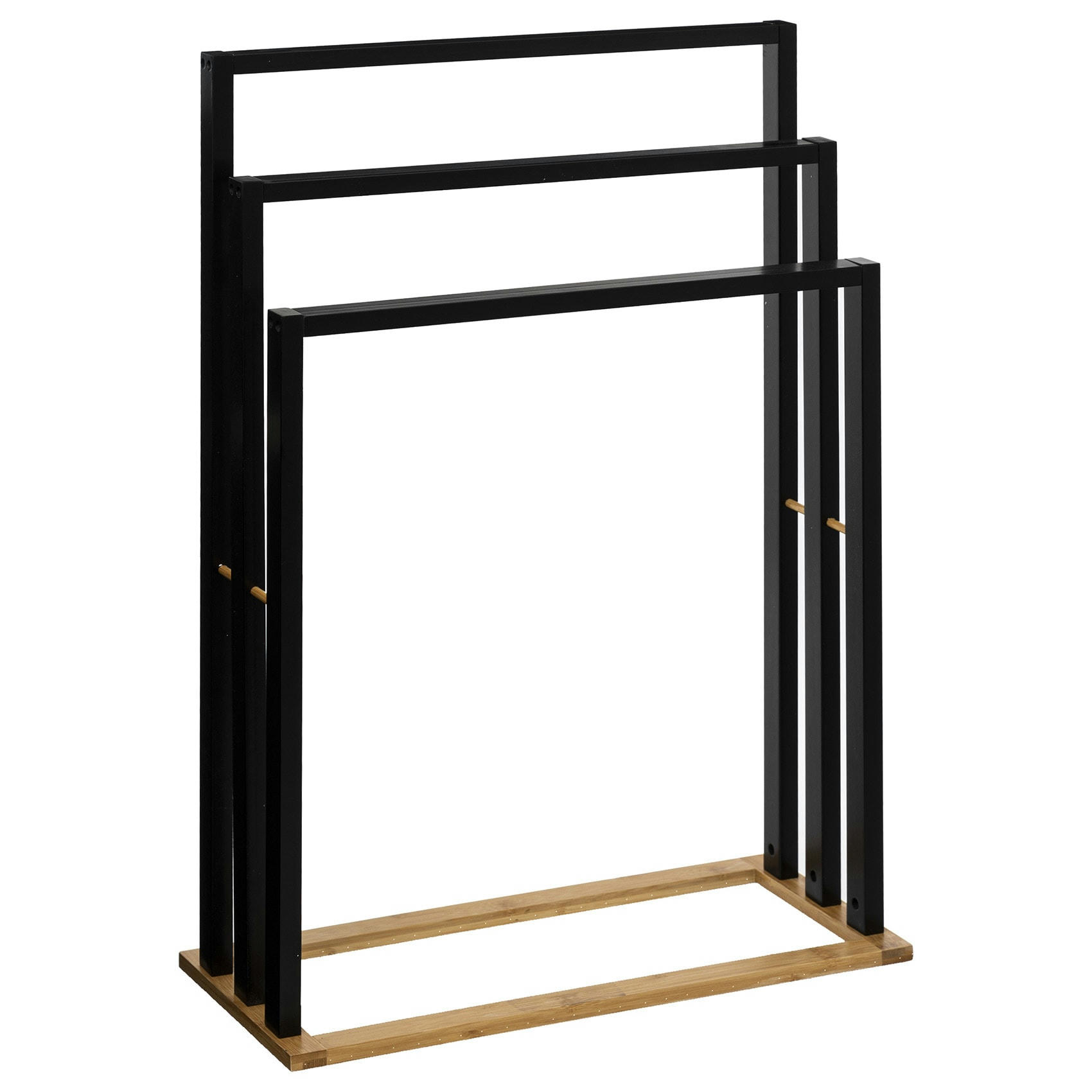 - Porte serviette bi-matières bambou/bois noir L. 55xP. 24xH. 82 cm