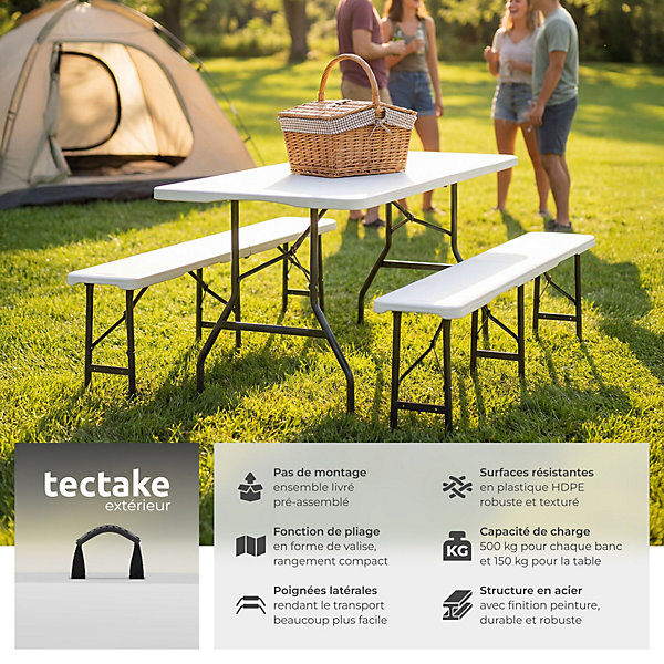 Ensemble de table de camping pliable patins en plastique pour protéger le sol