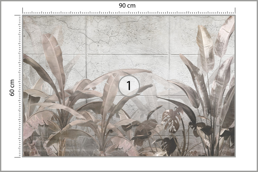 Fototapeta Liście BANANOWCA Betonowy Mural 90x60cm