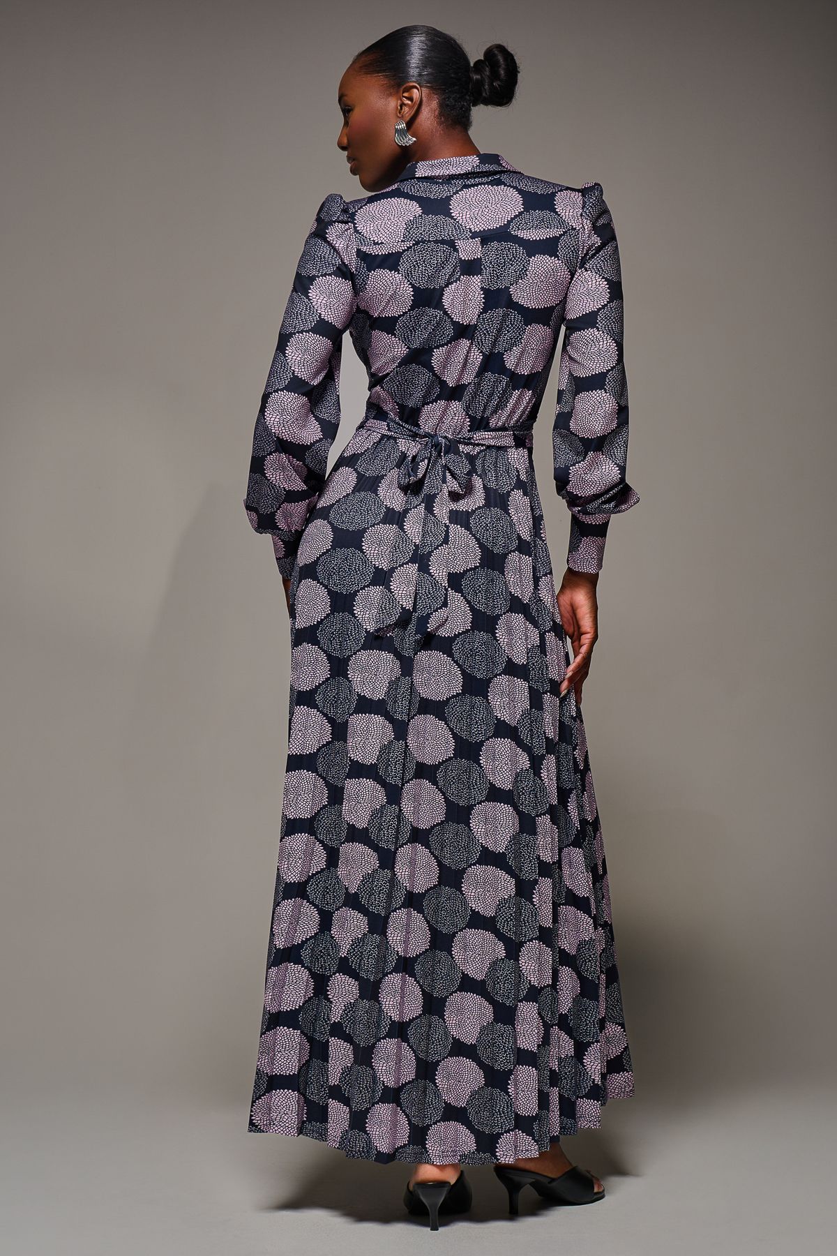 Jolie Moi Long Sleeve Pleated Jersey Maxi Dress