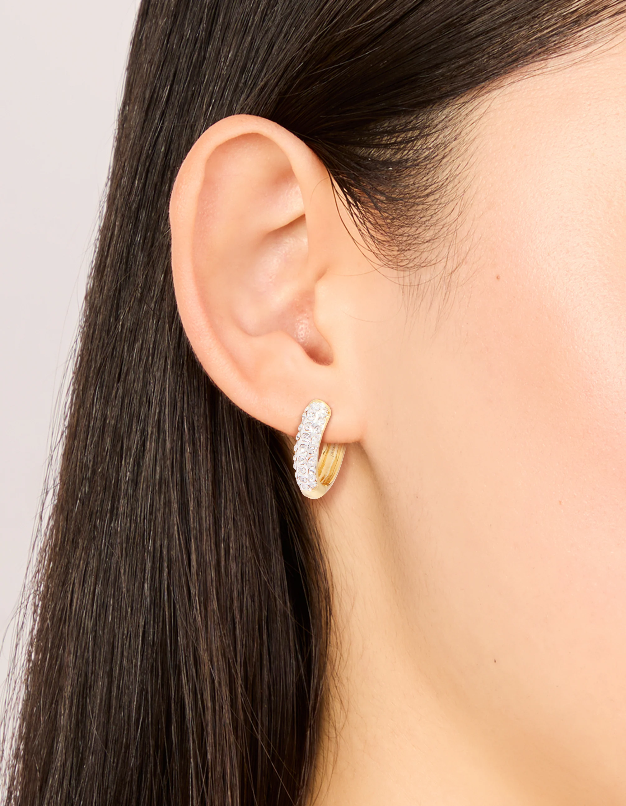 Mixed Metal Plated Classic Diamante Hoop Earrings
