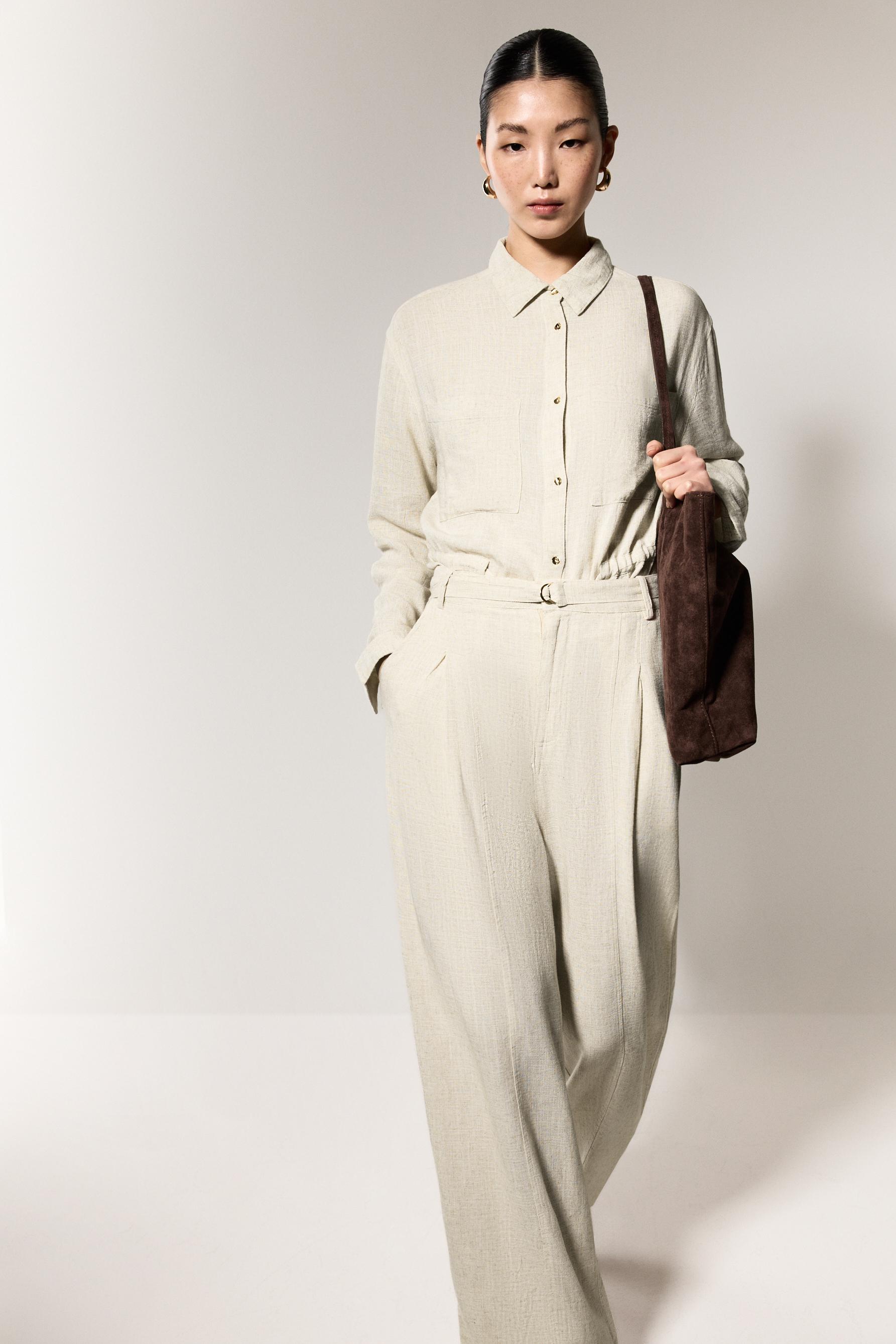 Pantalón denim ligero palazzo