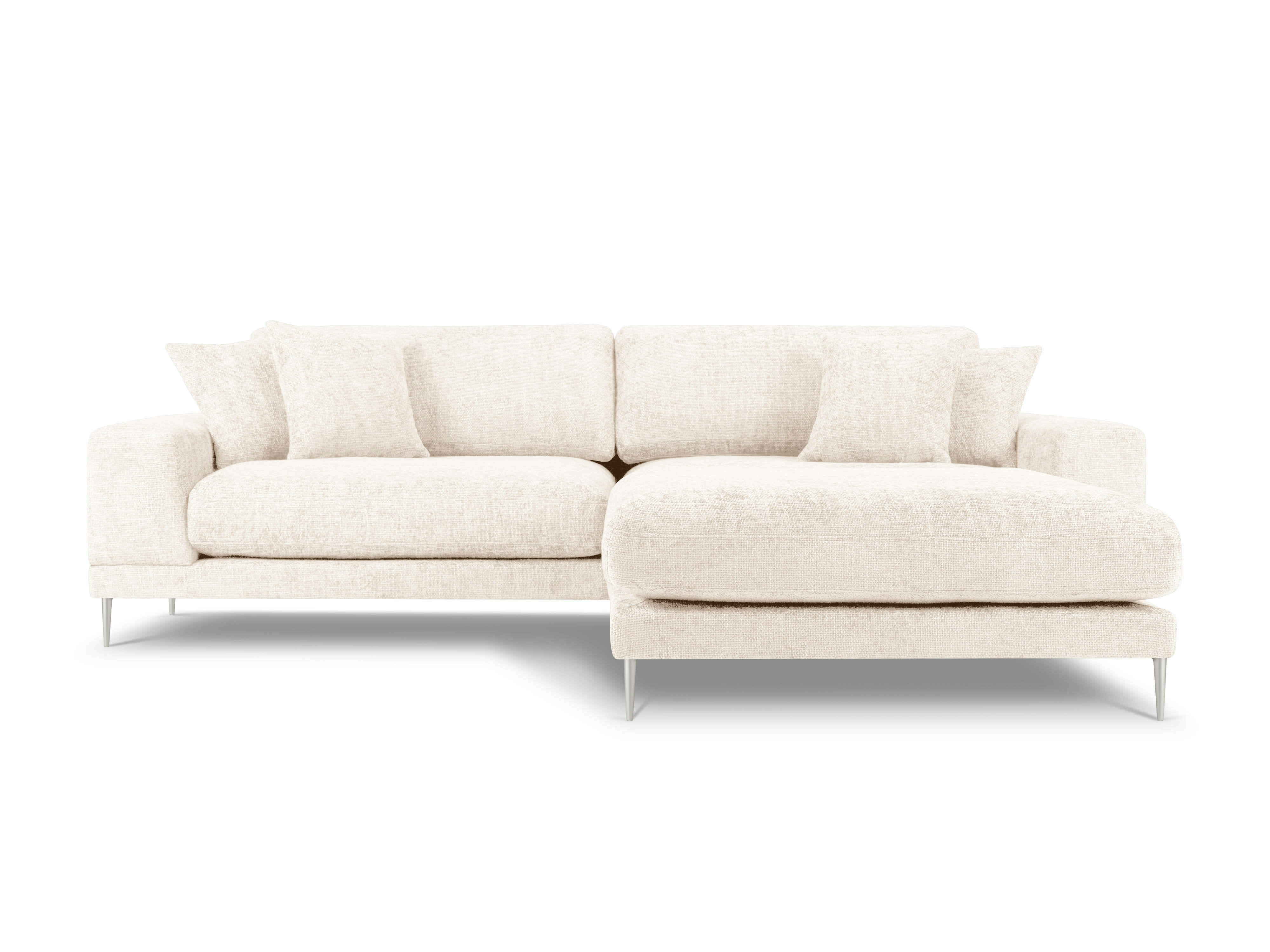 JOG - Canapé d'angle droit 5 places en tissu structuré beige