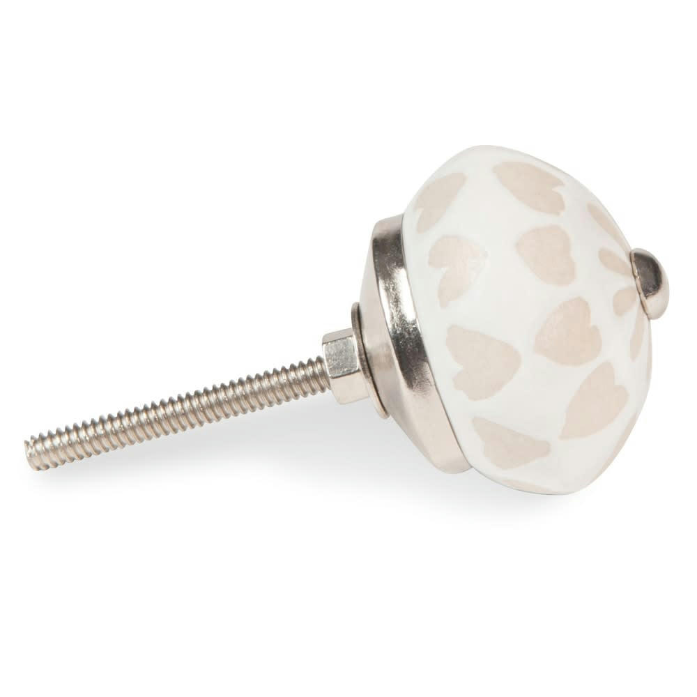 Sarah - Bouton de porte en faïence blanche et crème SARAH