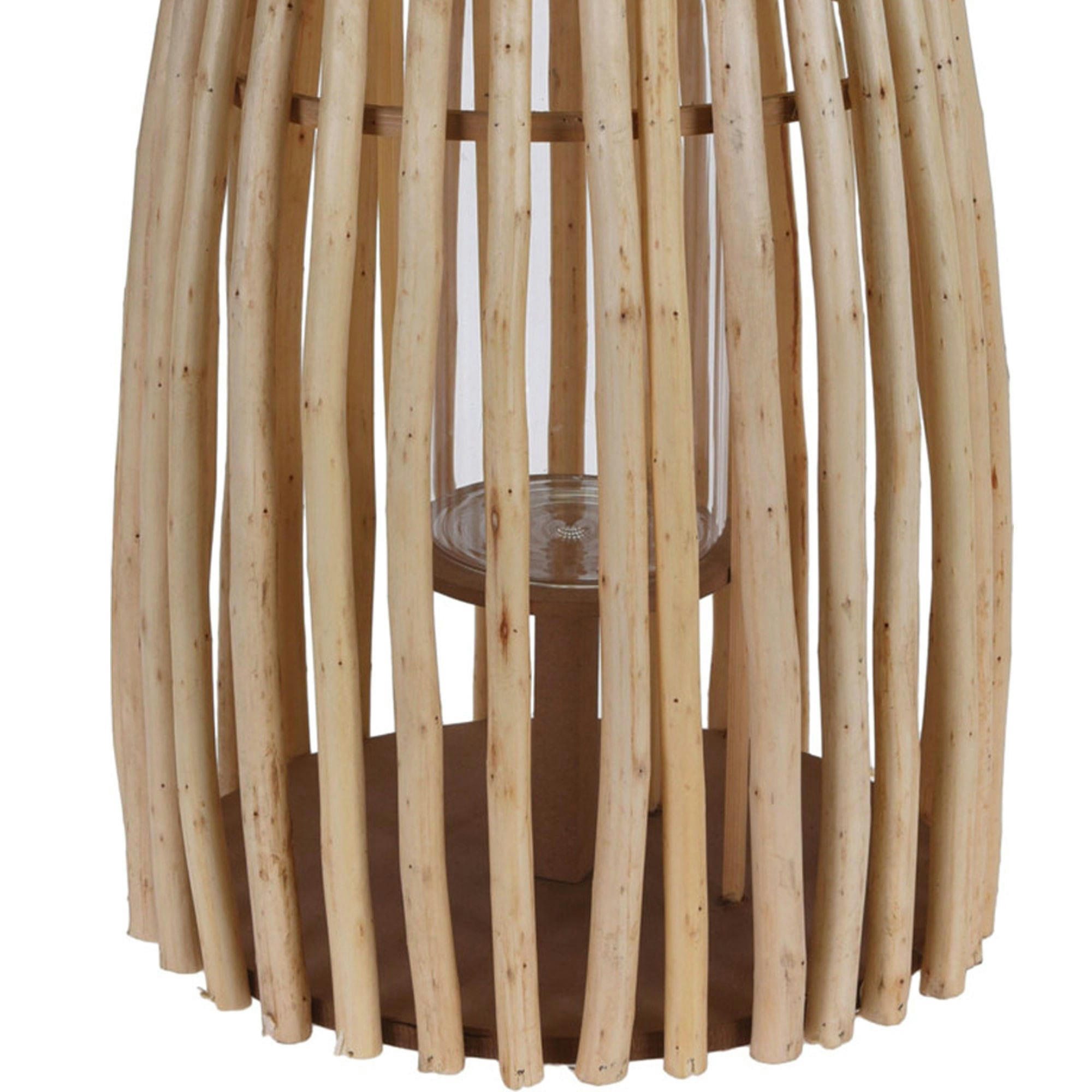 - Lanterne en bambou et bougeoir en verre - 25x25x42cm