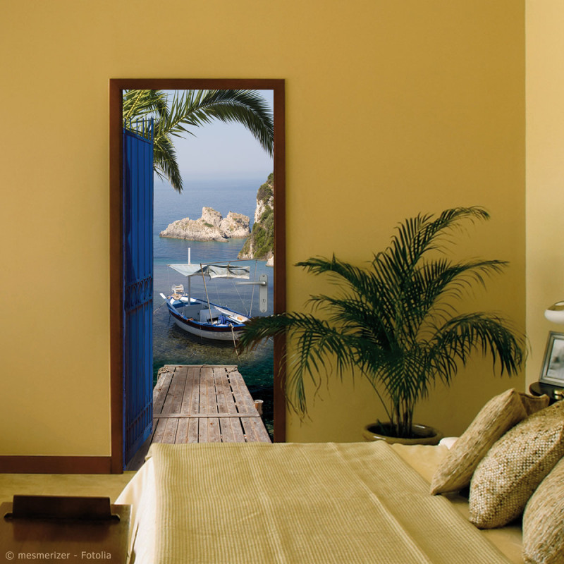 Sticker de porte trompe l'oeil Mer 83 x 240 cm