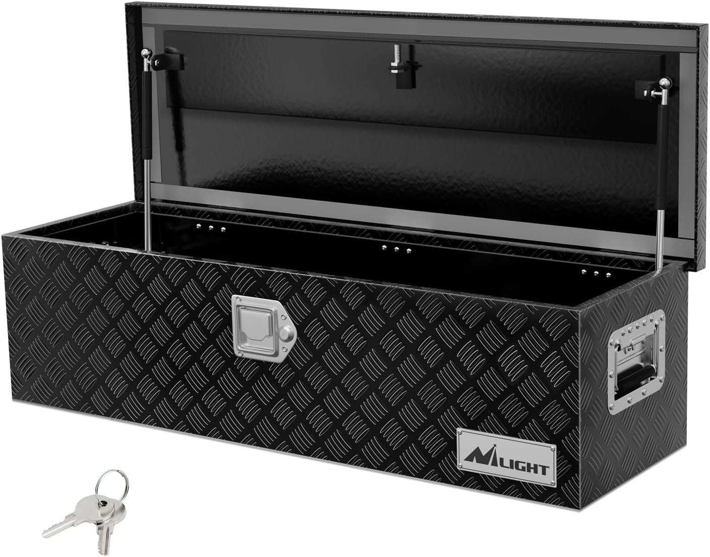 Nilight 39 Inch Truck Tool Box Heavy Duty Aluminum Stripes Plated Pick Up Truck Bed Toolboxes 39x13x10 Waterproof Storage Organizer for Bed of Truck RV Trailer with Side Handle Lock Keys, Black