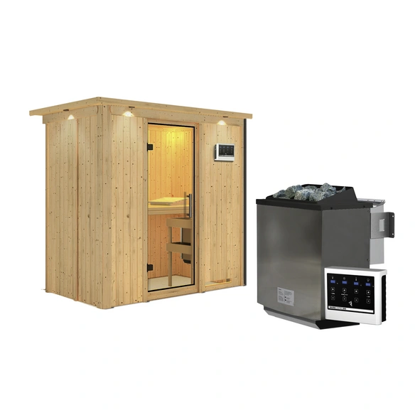 Sauna »Pärnu«, inkl. 9 kW Bio-Kombi-Saunaofen mit externer Steuerung, für 2 Personen