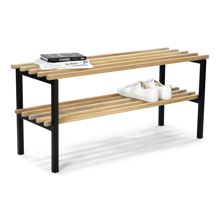 Spinder Design halbank Rizzoli Bench - Zwart / Eiken - 8 paar schoenen