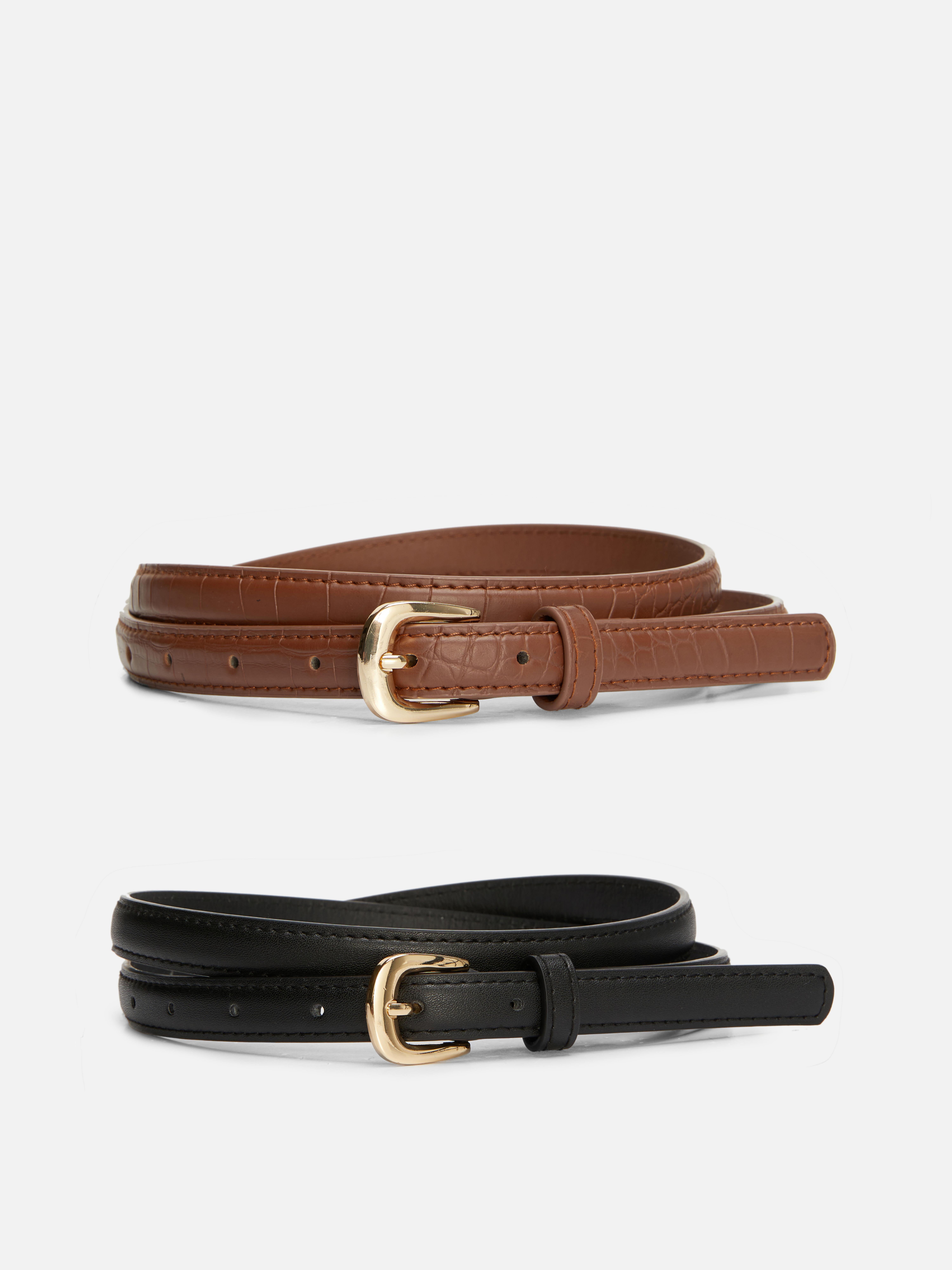 2-Pack Skinny Faux Leather Belts