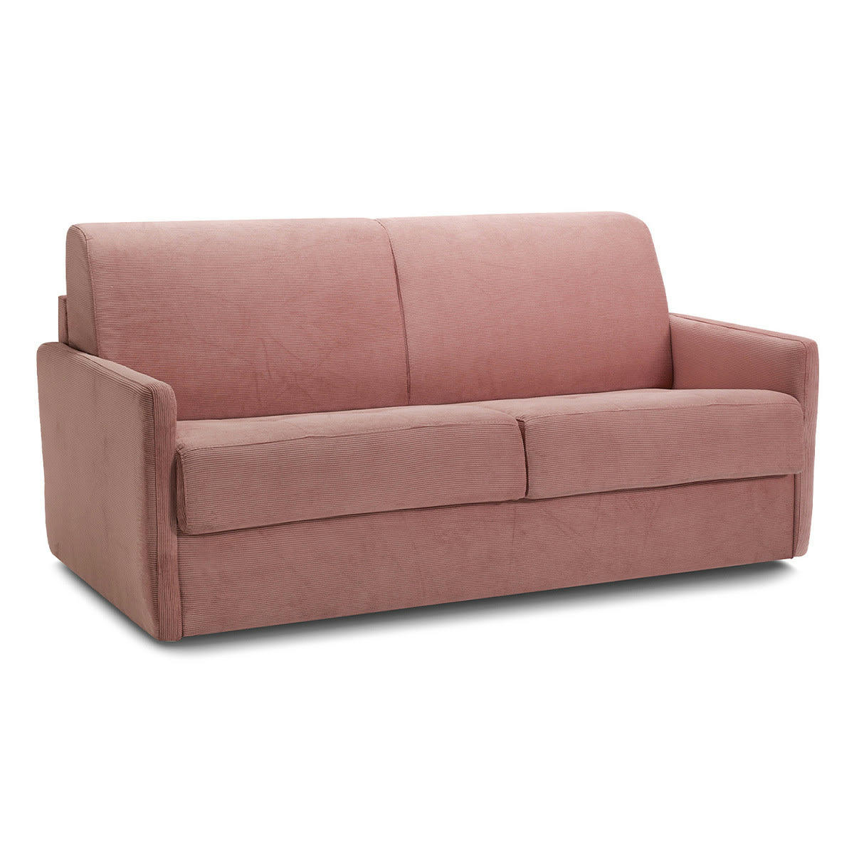 SIENNE - Canapé convertible 3 places en velours fines côtes rose