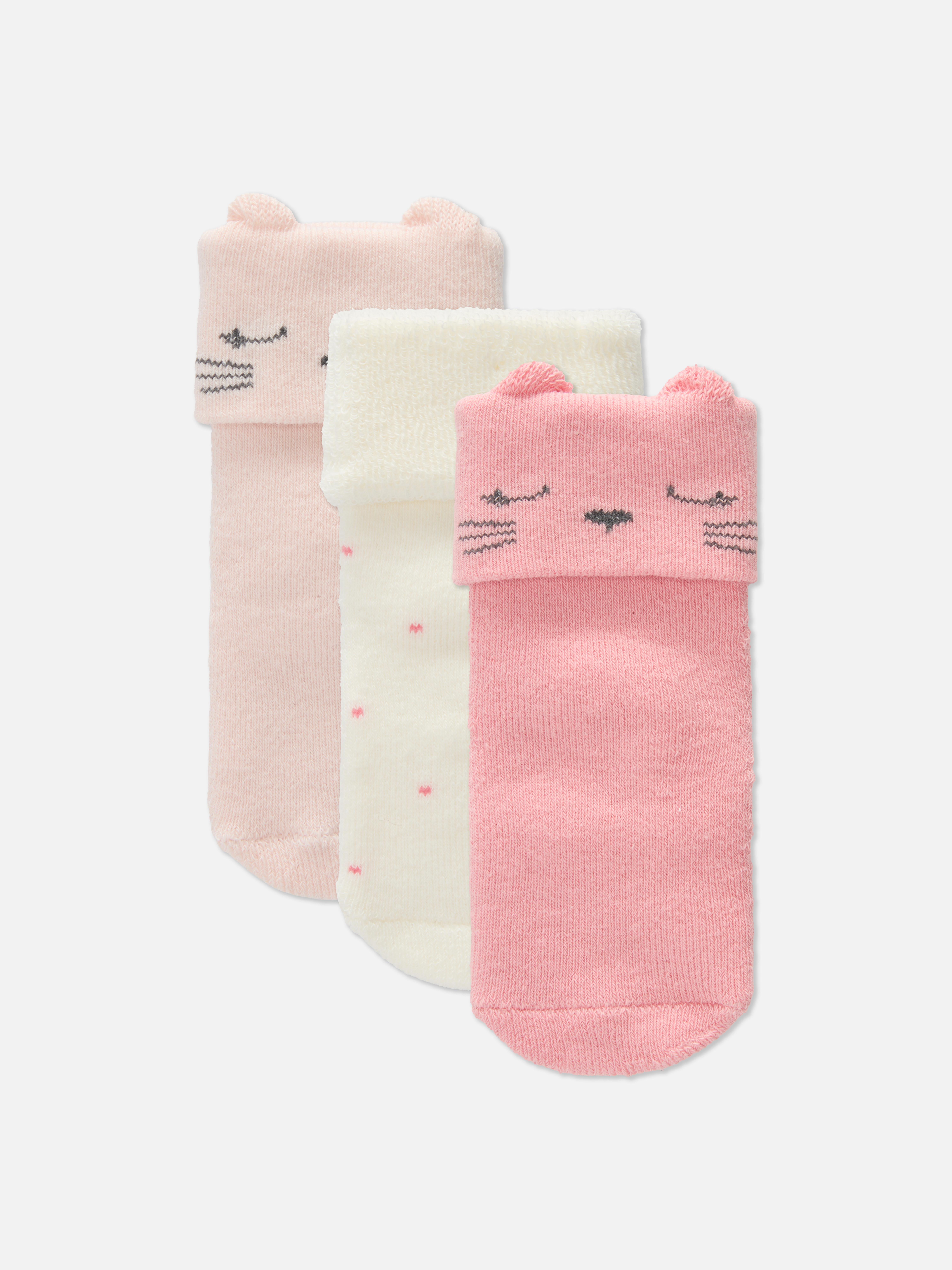 3pk Cat Grip Sole Socks