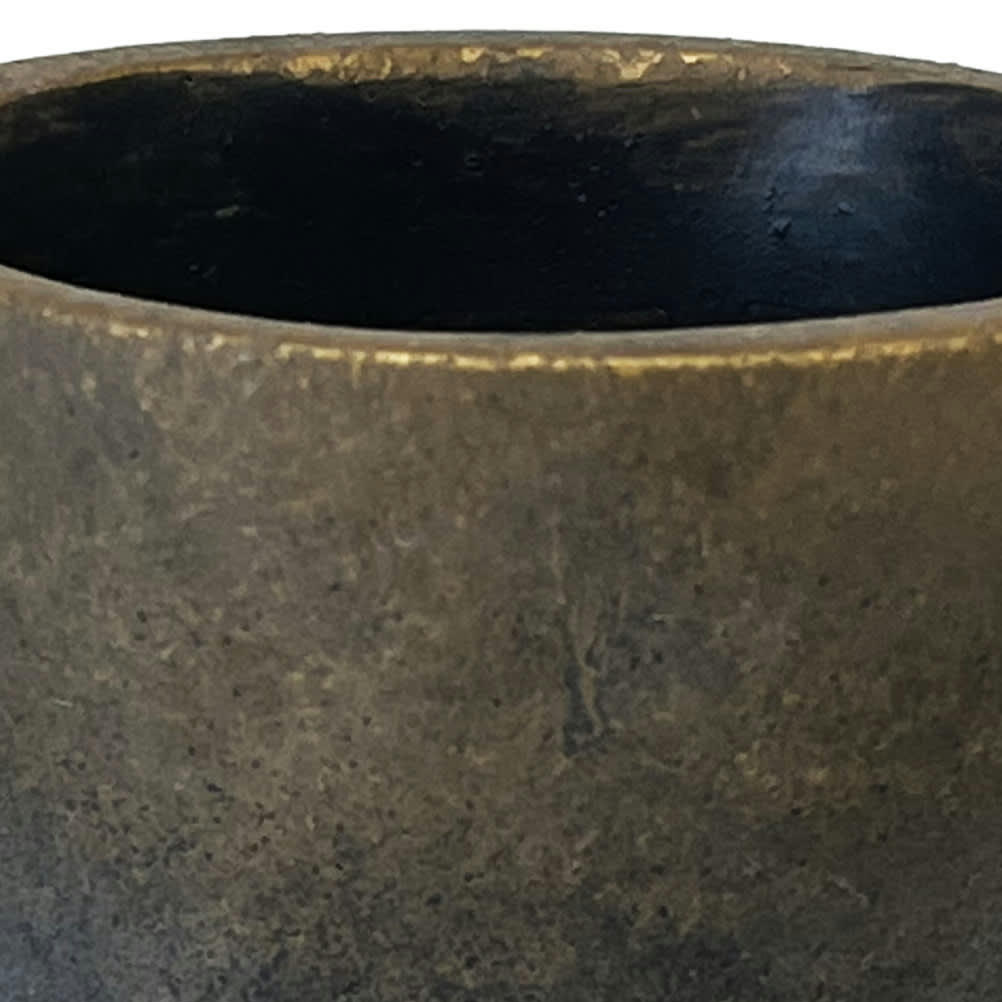 - Cache pot de fleurs en ciment gris et or H9cm