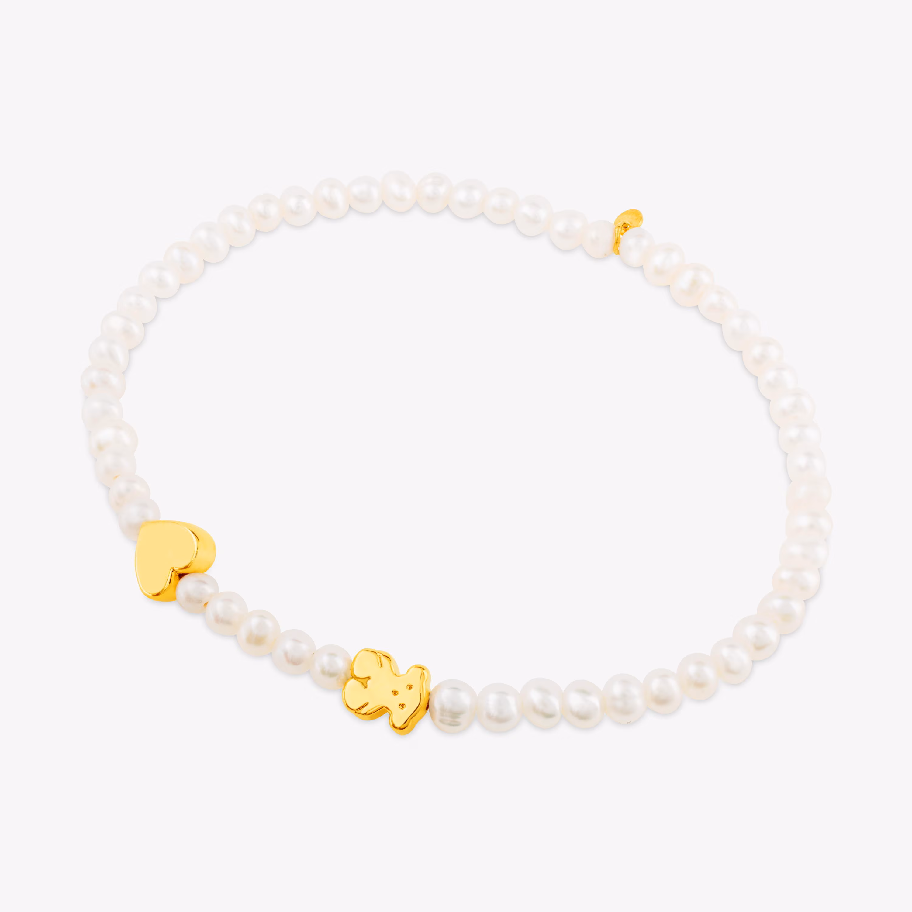 Pulsera de oro y perlas cultivadas motivos oso y corazón Sweet Dolls XXS