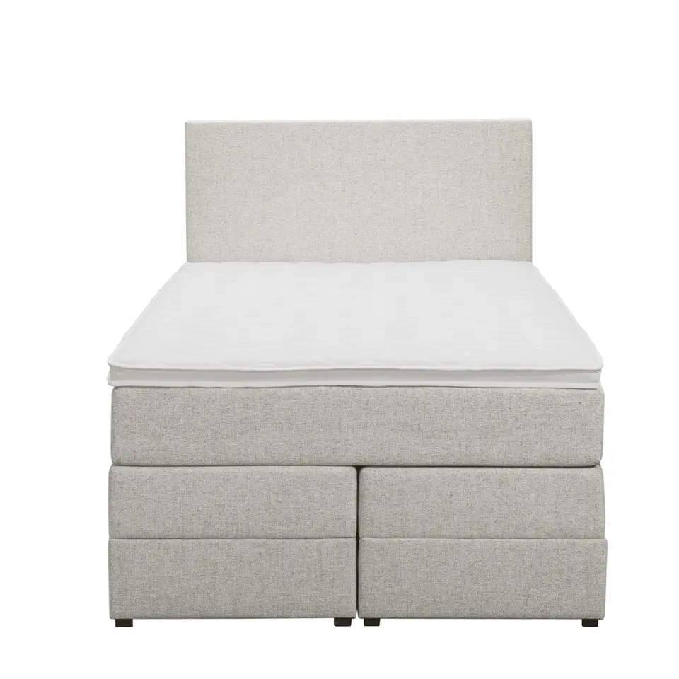 Boxspring met opbergruimte Liv egaal - ecru - 120x200 cm