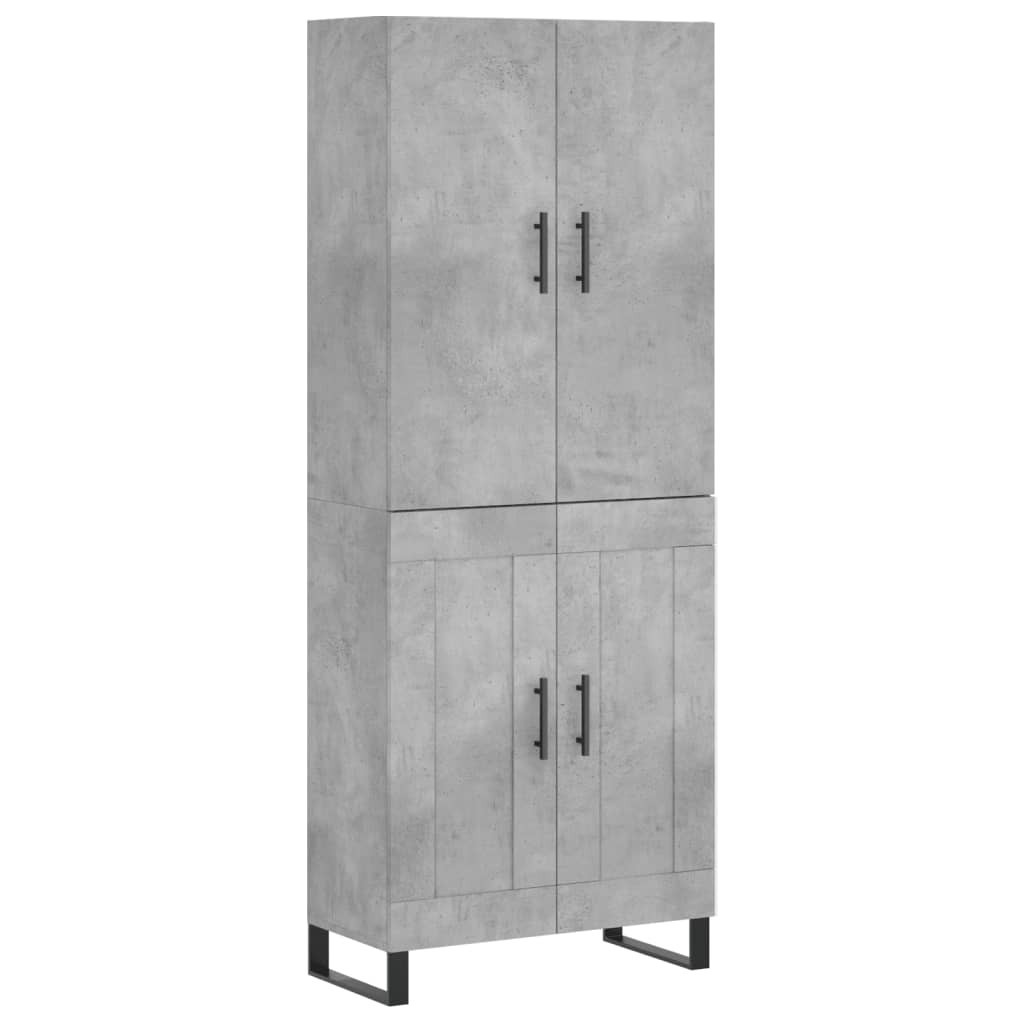 Szafka Regał Witrynka Szara Beton z Drzwiami 69.5x34x180 cm do Salonu