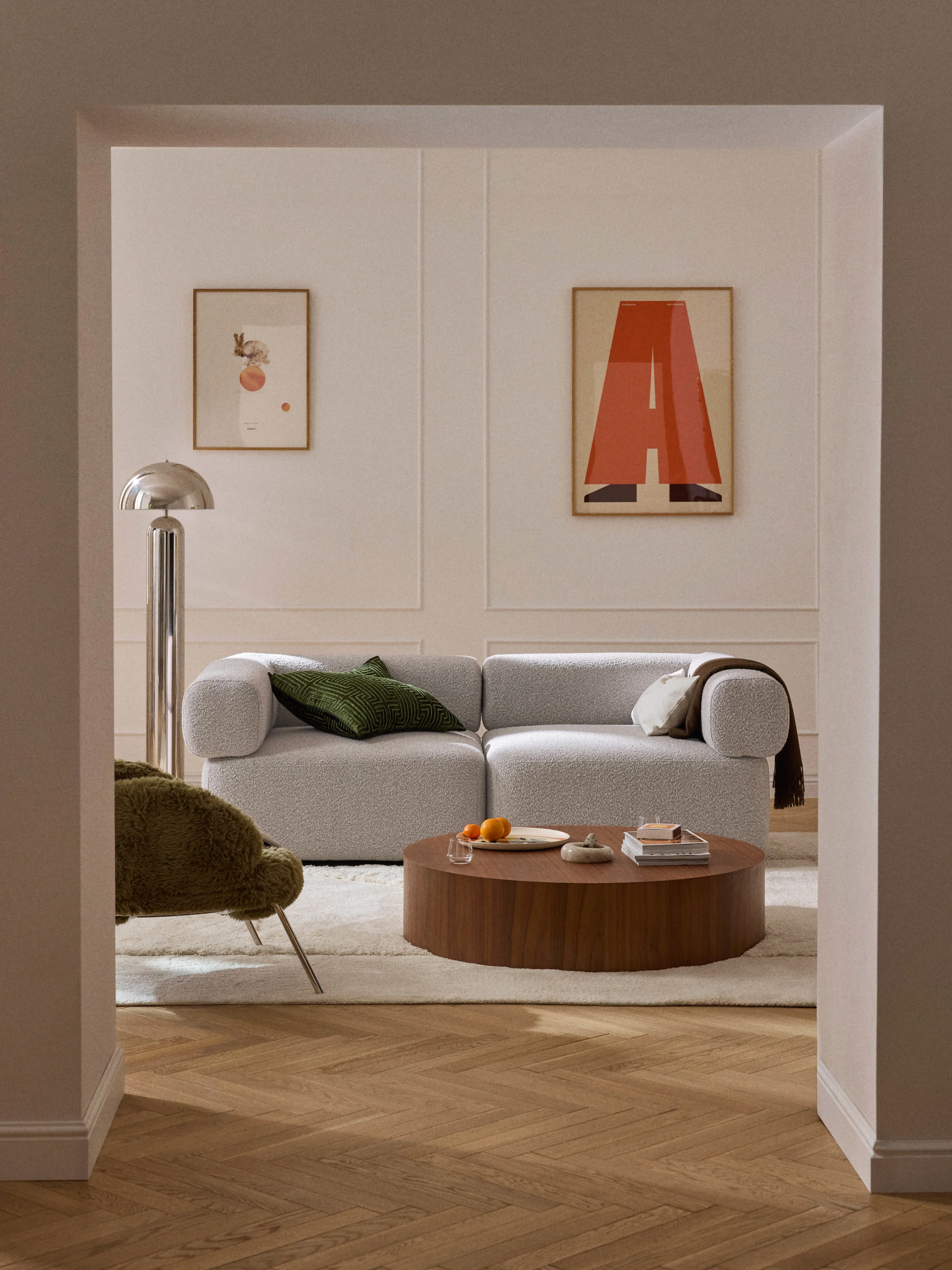 Modulares Bouclé-Sofa Anton (3-Sitzer)