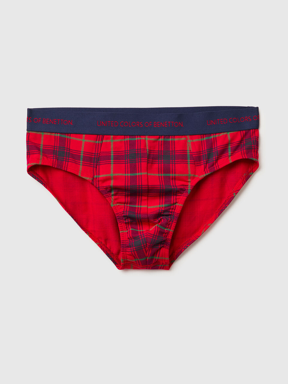 Red and blue tartan underwear