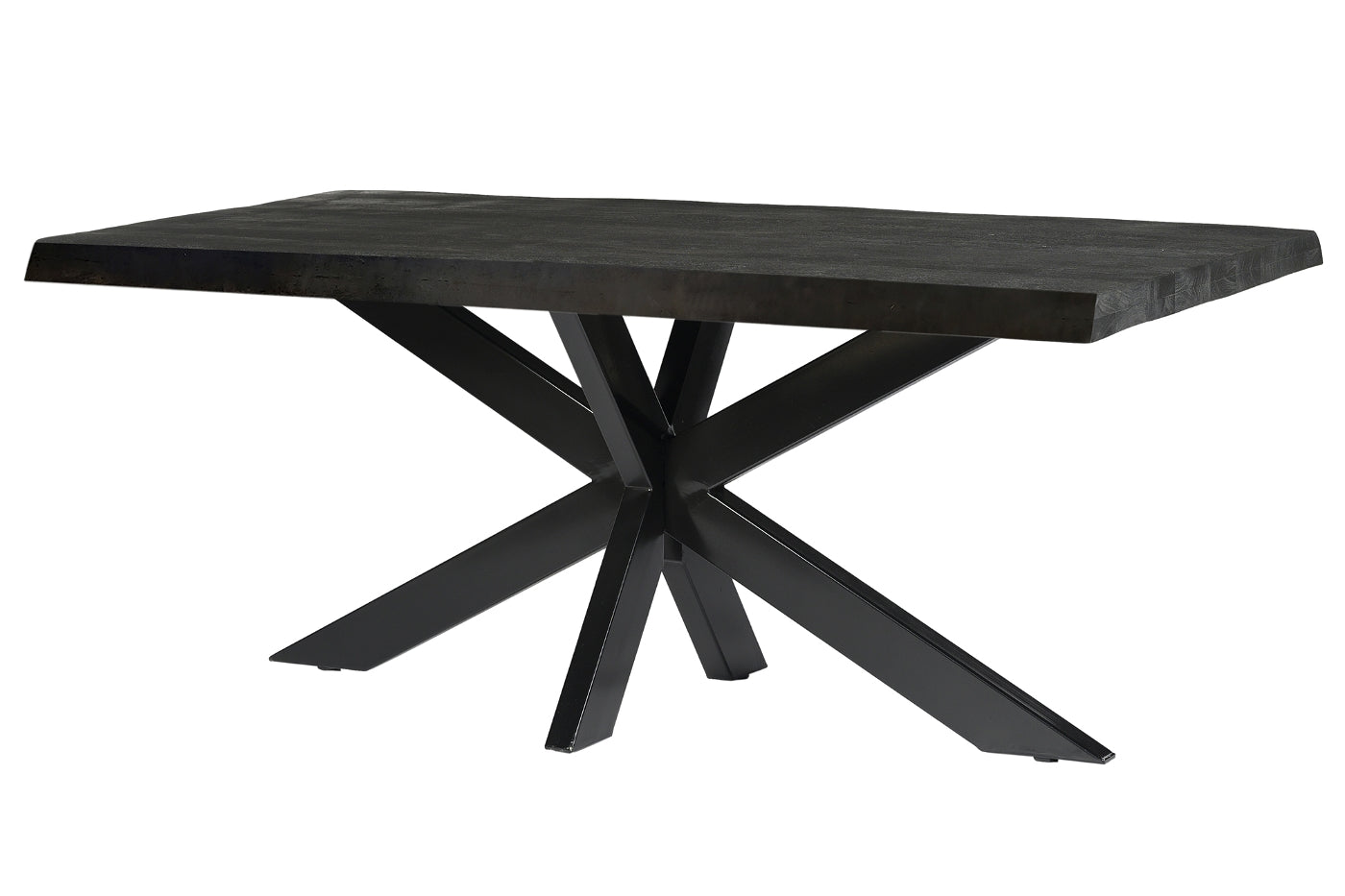 Livingfurn - Eettafel Rechthoek 200cm - Zwart Mangohout - Norris