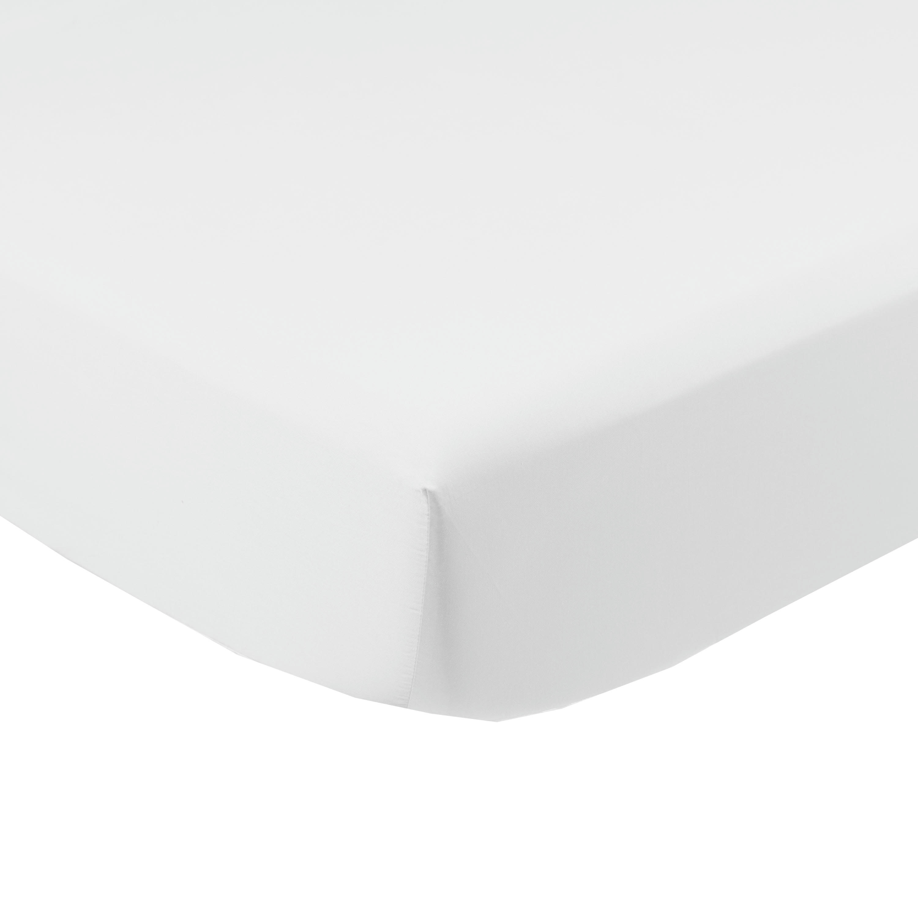 QUARTZ - Drap housse satin de coton lavé bio uni blanc 90 x 200 cm