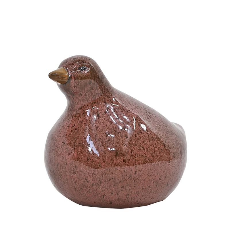 Oiseau en céramique émaillée rouge baie sauvage 20,5 x 16,5 x 18 cm
