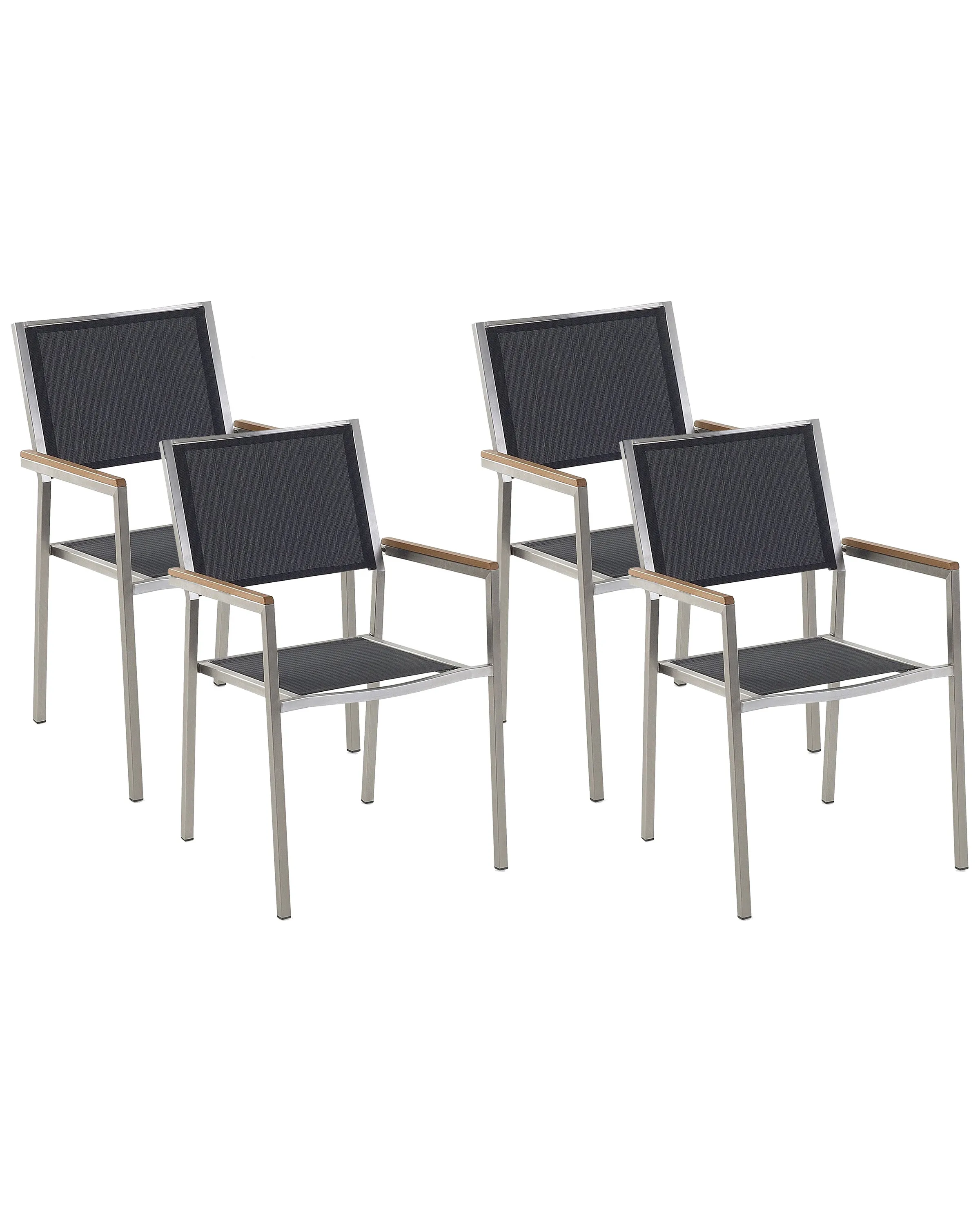 Set of 4 Garden Chairs GROSSETO Stainless Steel Black