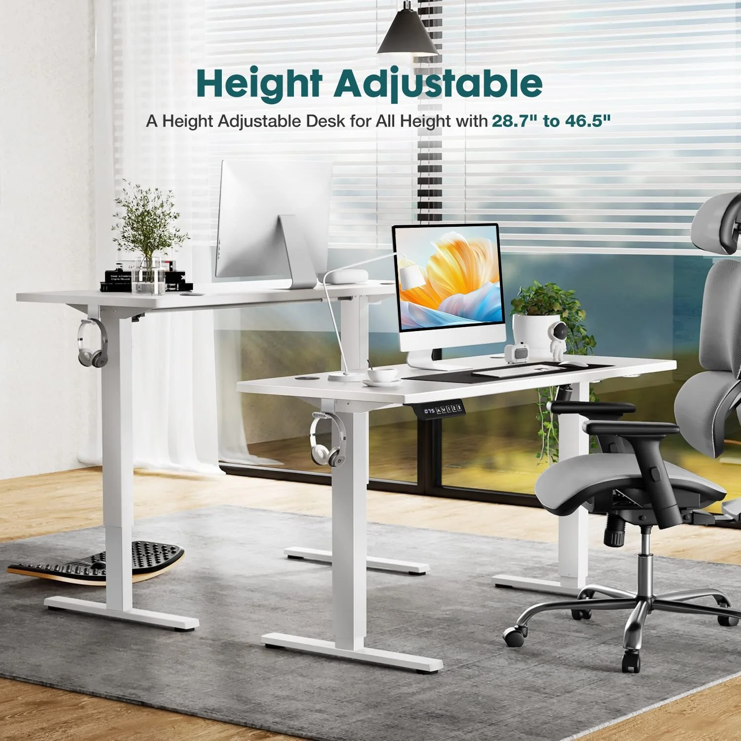 Standing Desk Adjustable Height 63 x 24 Inch Electric Computer Stand Up Desk