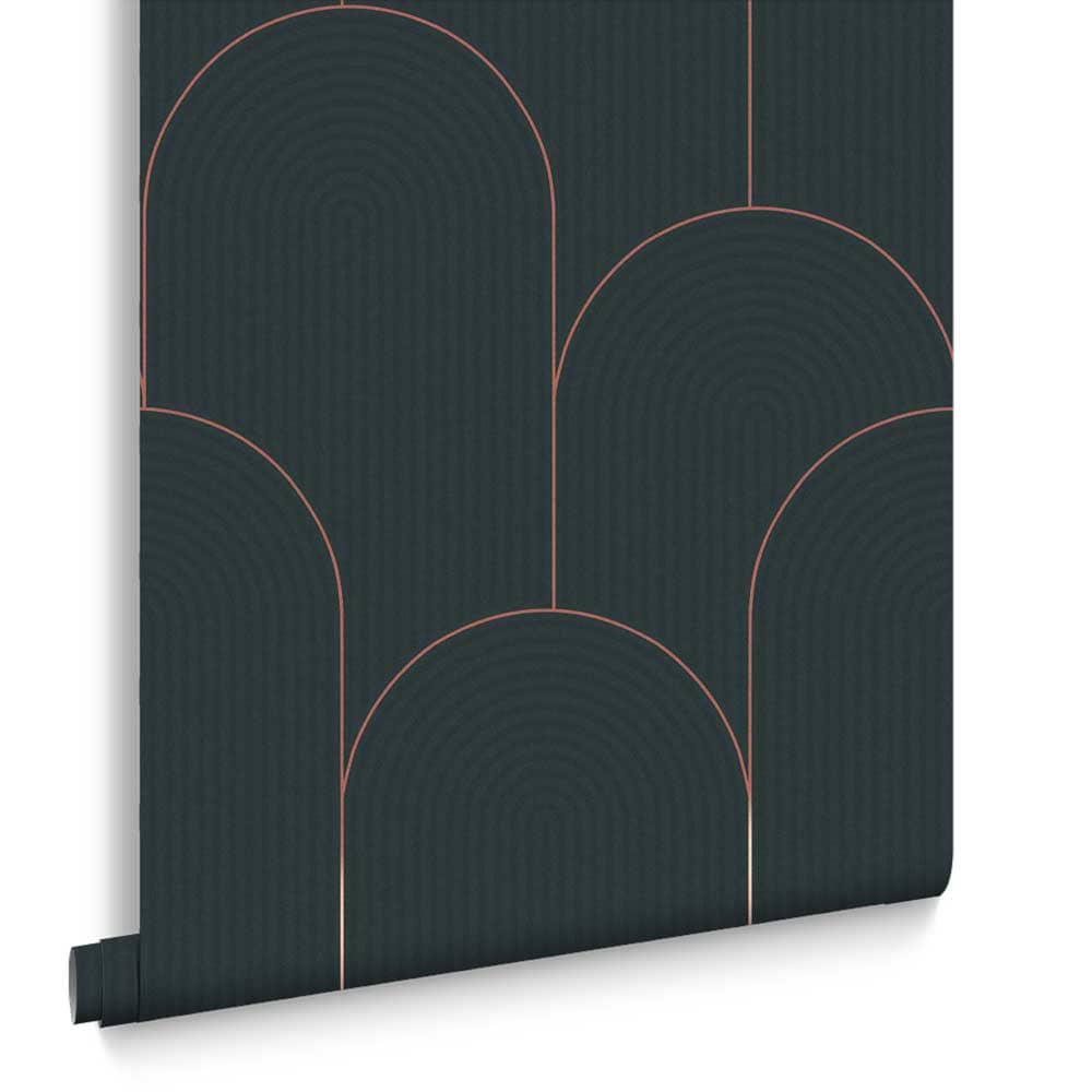 Graham & Brown Vliesbehang - Lancet Green & Rose gold - 10mx52cm