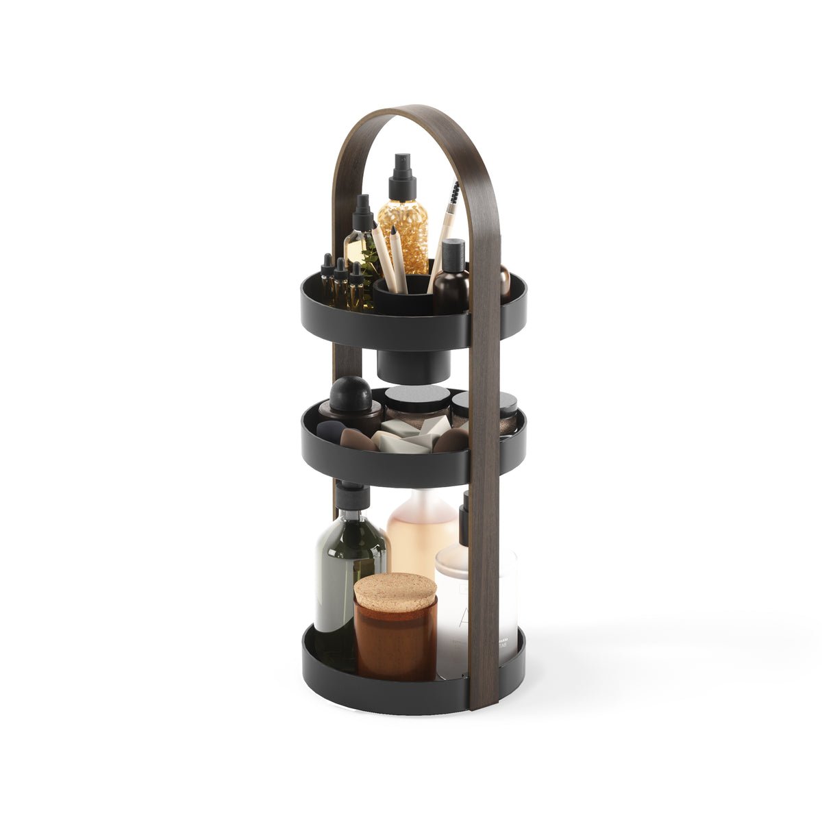 Umbra organizer voor cosmetica Bellwood - 20 x 20 x 50 cm - Zwart/walnoot