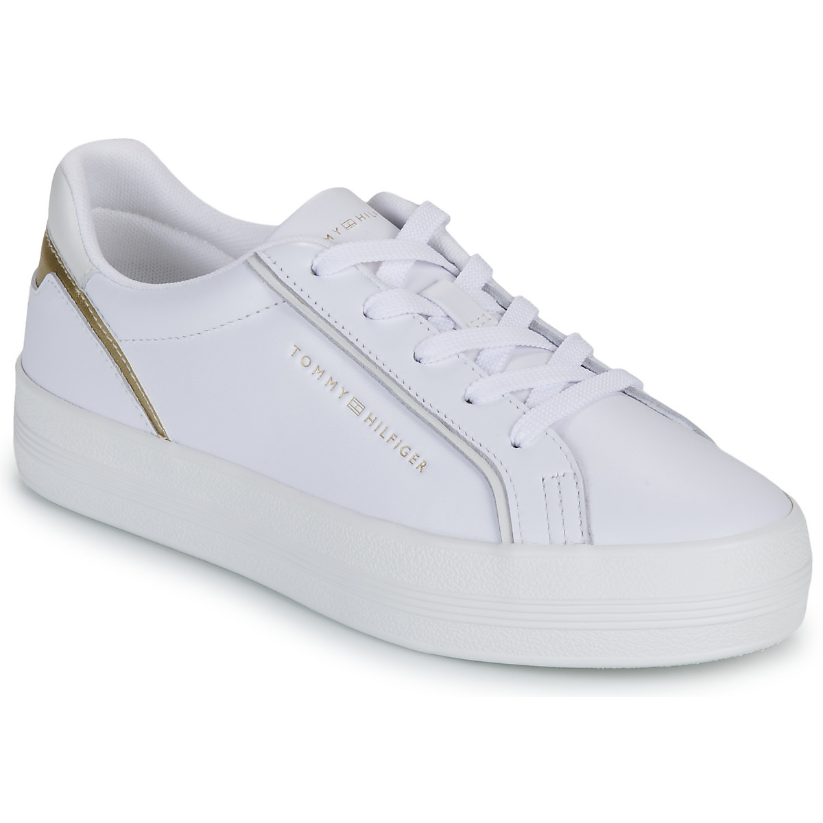 Tommy Hilfiger - ESSENTIAL VULC SNEAKER - White / Gold
