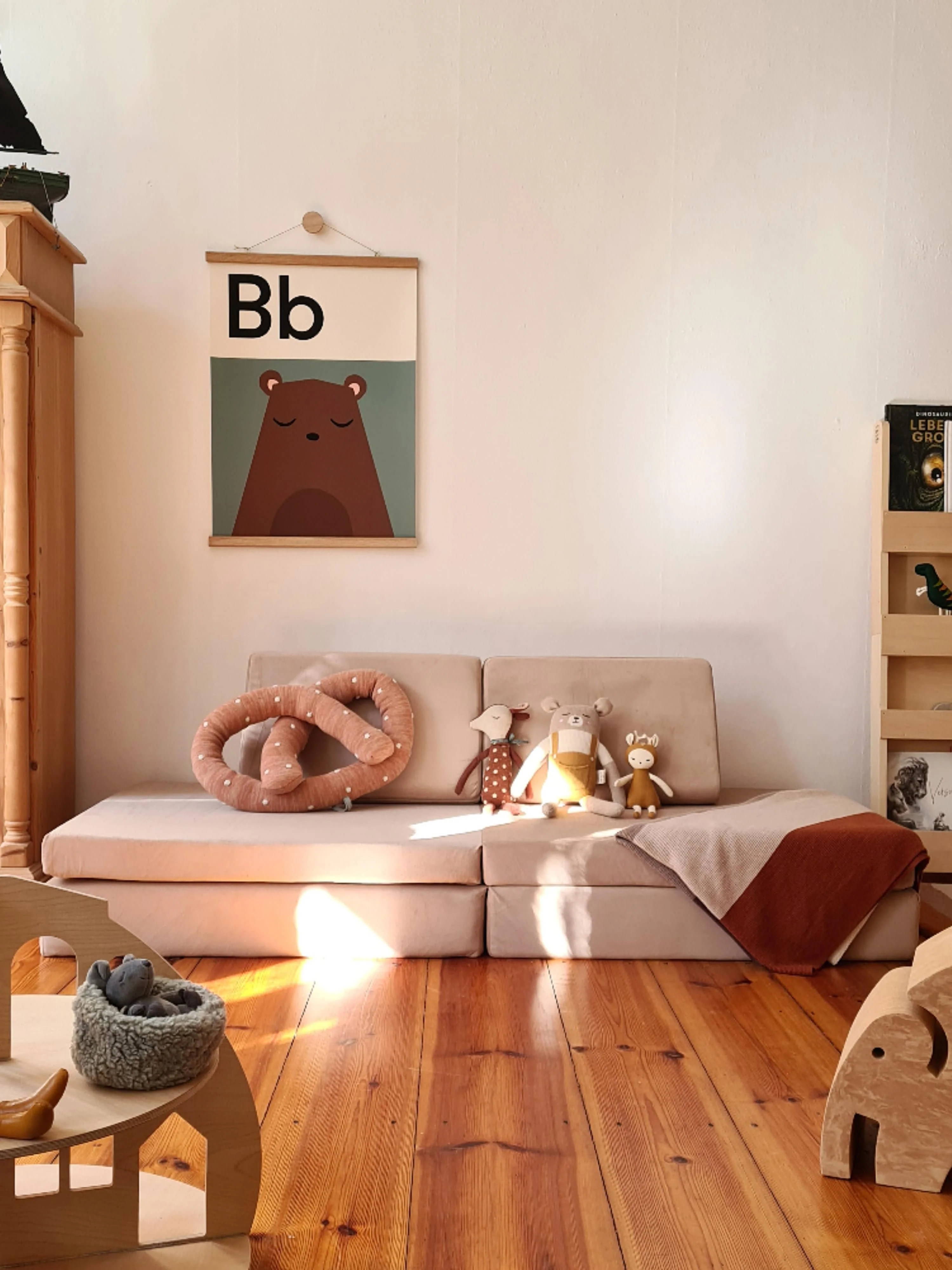 Modulares Samt-Spielsofa Mila, handgefertigt
