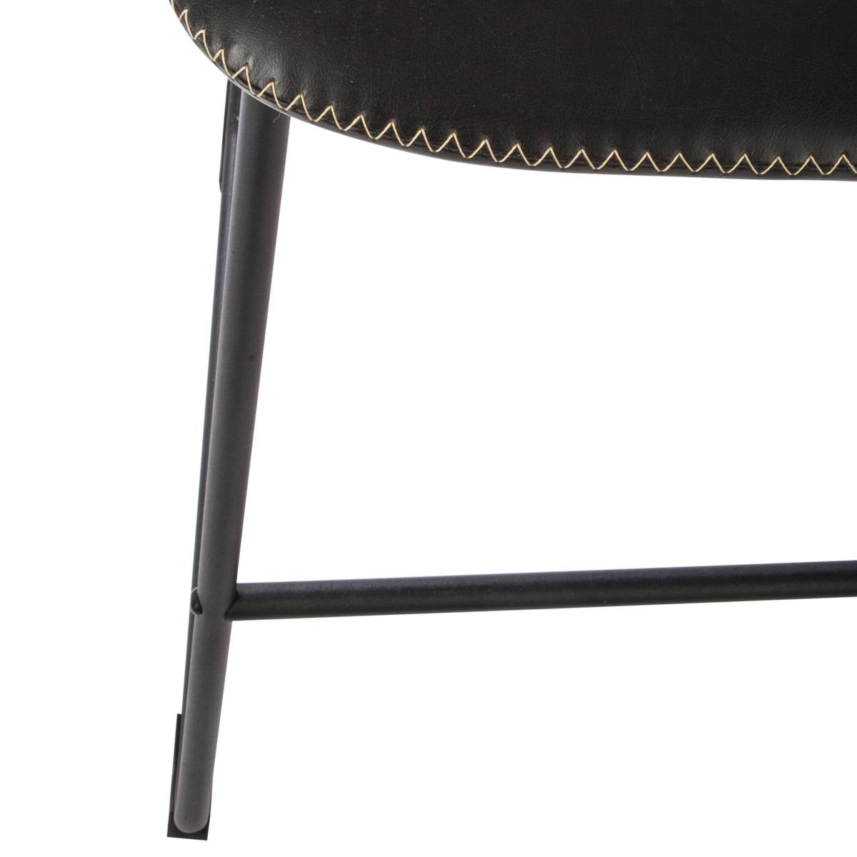 Set of 2 bar stools "Lois" Leather effect, Black