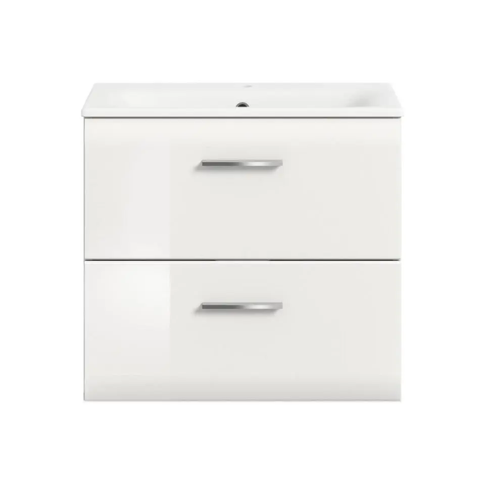 Hioshop Ice wastafel inclusief was 2 lades wit hoogglans- wit