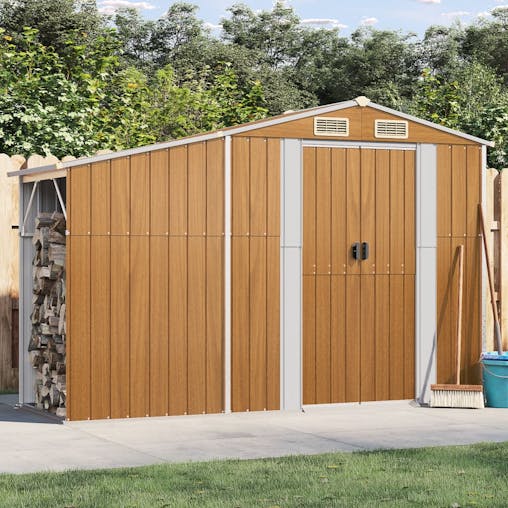 NNEVL Garden Shed Brown 277x93x179 cm Galvanised Steel