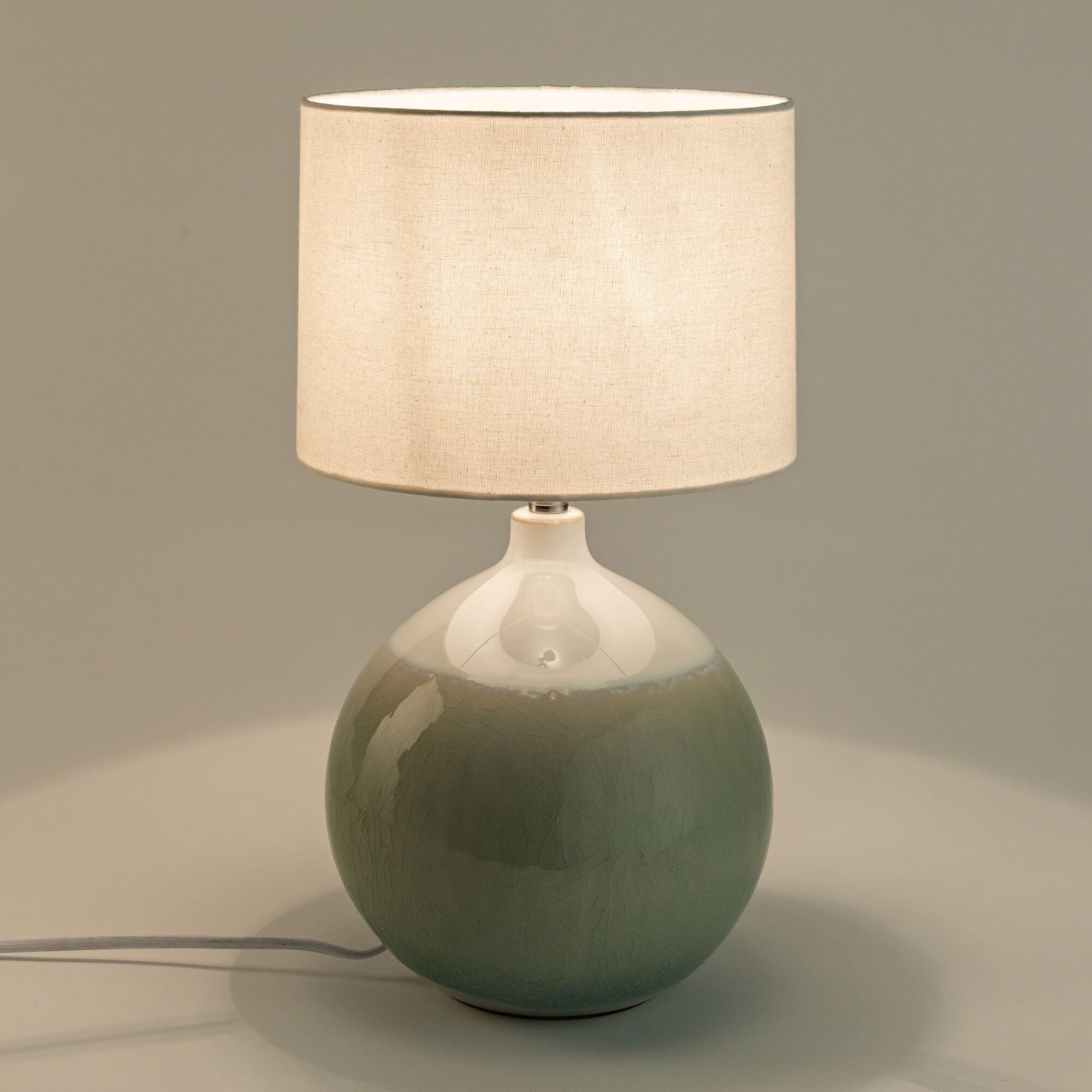 AZIO - Pied de lampe électrifié en grès D22,3cm - vert