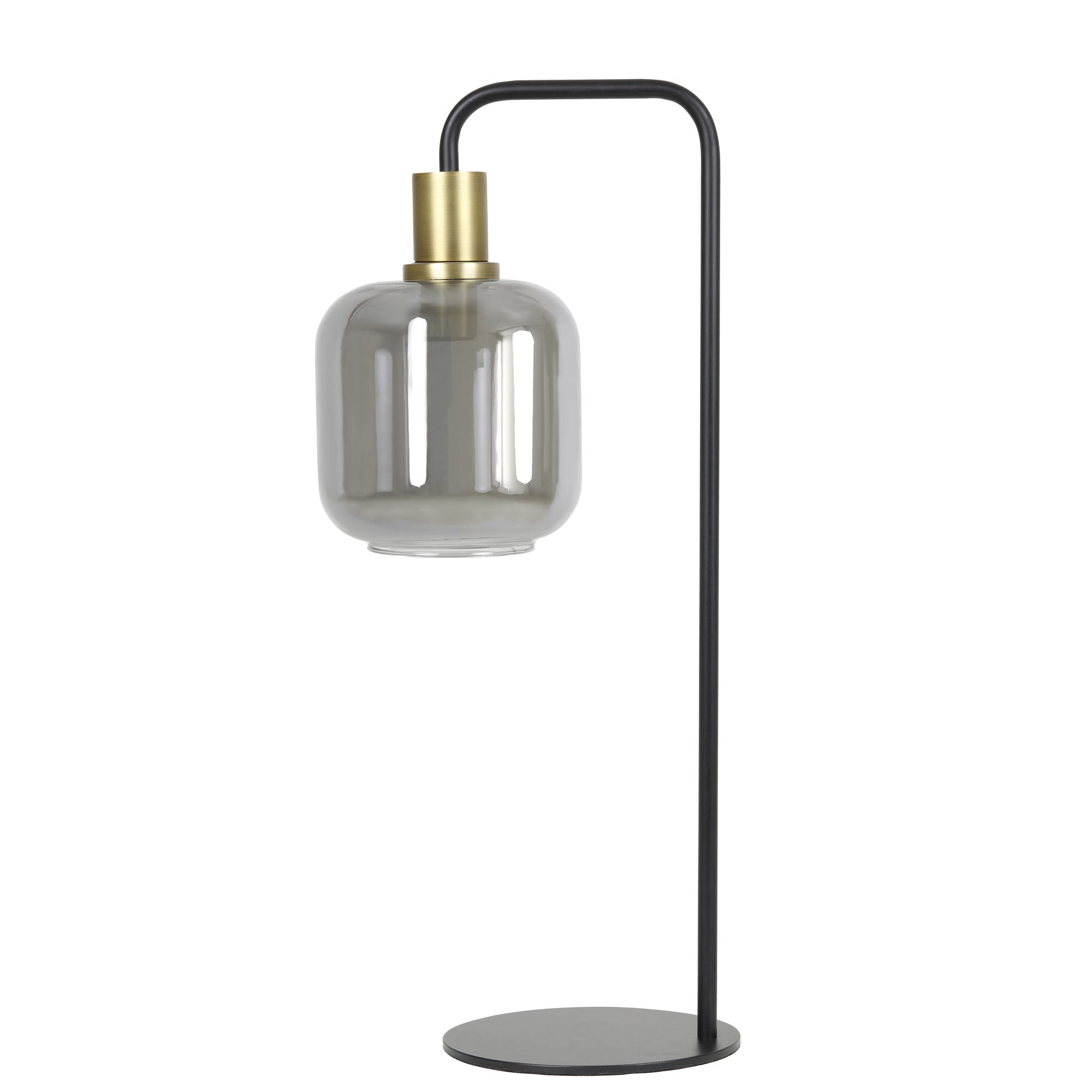 Light & Living Tafellamp Lekar - Antiek Brons Smoke Glas - Ø18x57,5 cm