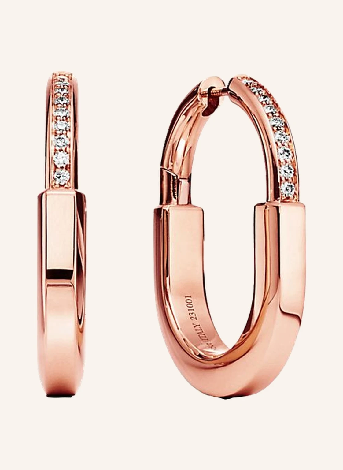 TIFFANY & Co. Creolen TIFFANY LOCK aus 18 Karat Roségold mit Diamanten im runden Brillantschliff