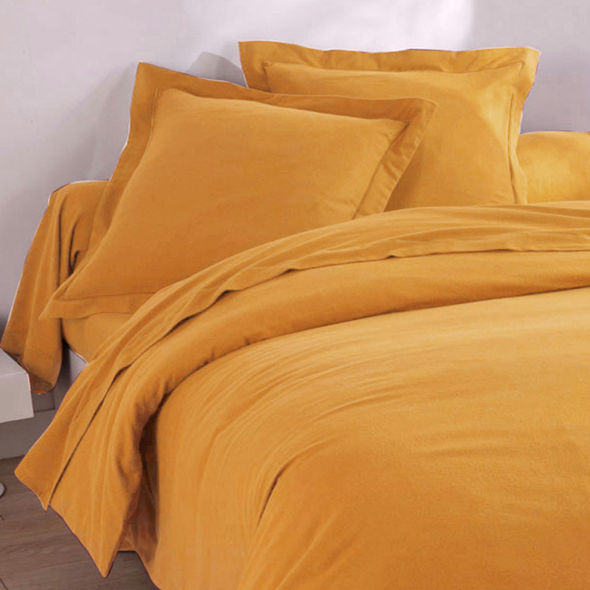 FLANELLE UNIE - Housse de couette 140x200 jaune soleil en coton